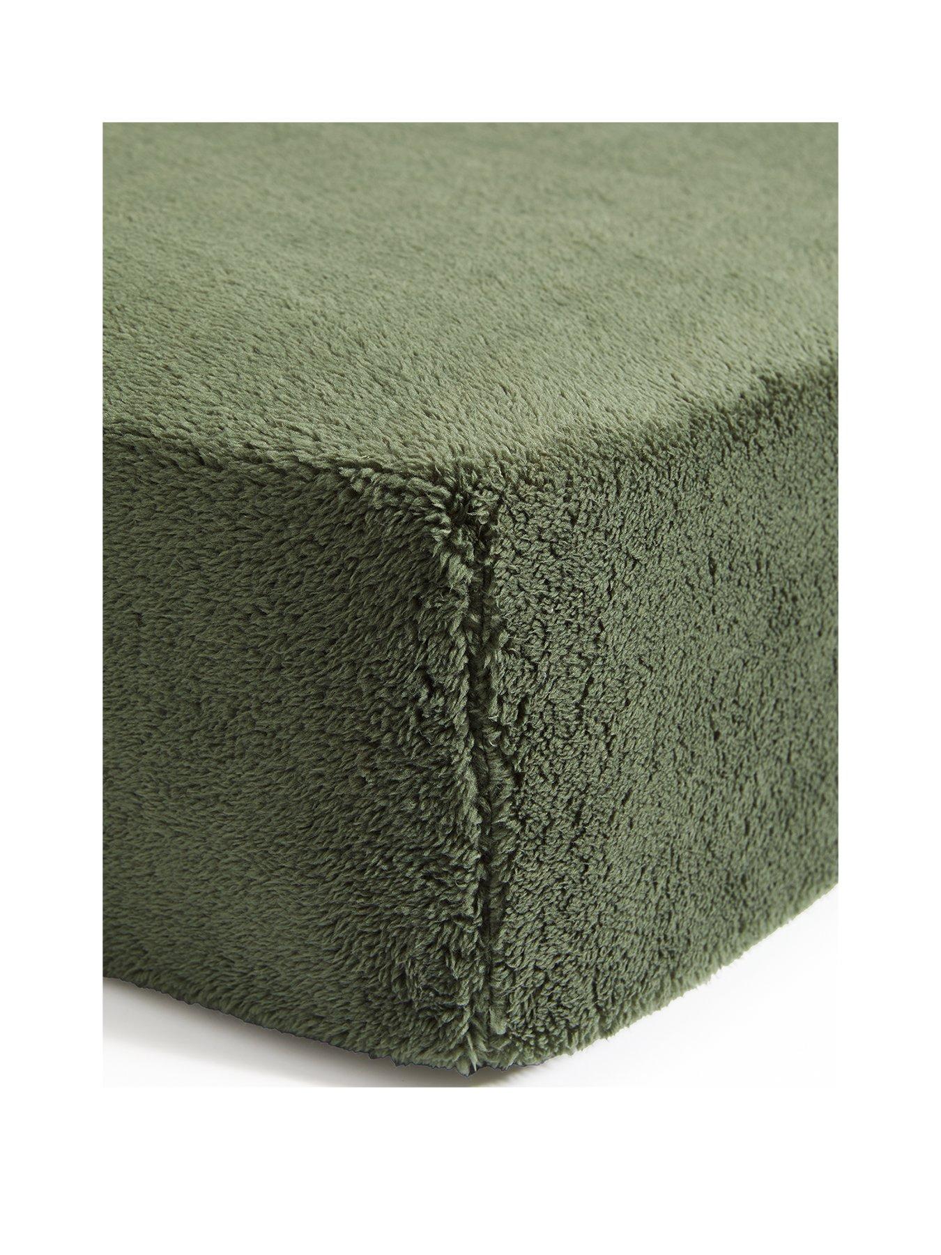 Image 2 of 4 of Very Home Teddy Fleece Fitted Sheet in Green