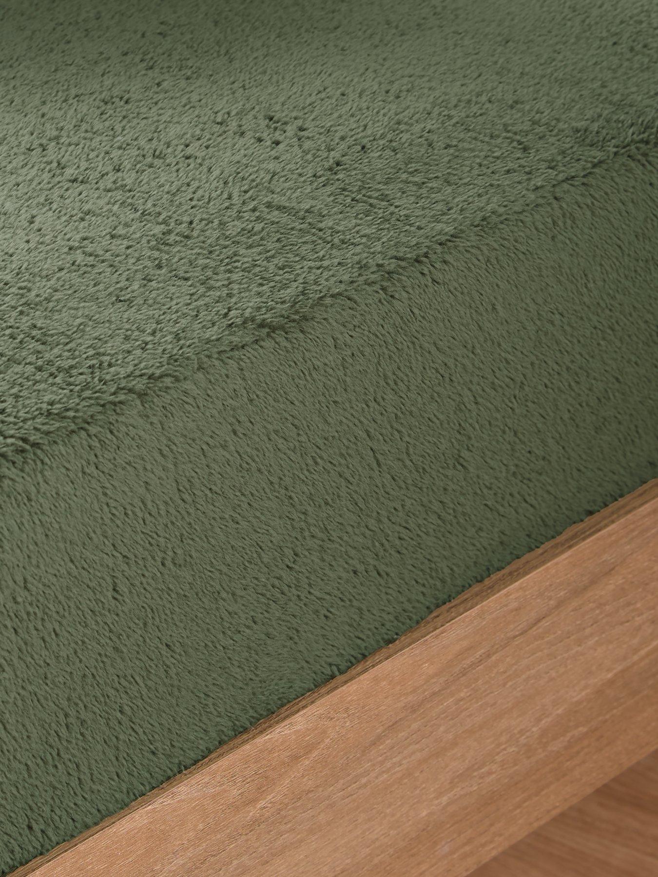 Image 3 of 4 of Very Home Teddy Fleece Fitted Sheet in Green