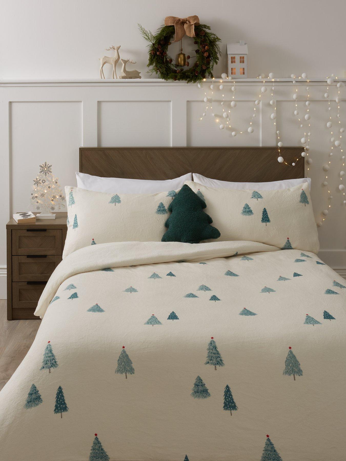 undefined Nordic Trees Fleece Christmas Duvet Cover Set - Multi
