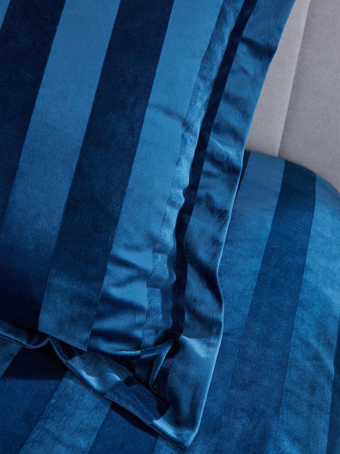 Image 6 of 6 of The Very Collection Luxe Velvet Stripe Duvet Cover Set in Navy