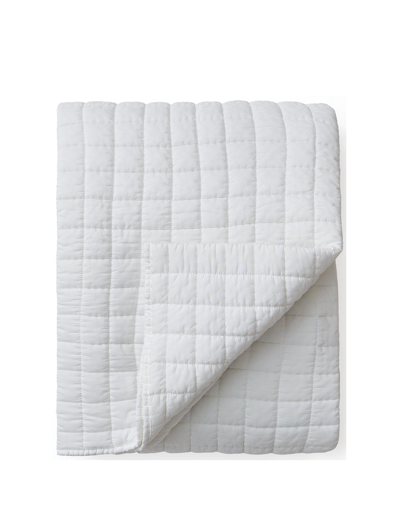  image of very-home-washed-quilted-microfibre-bedspread-throw-white