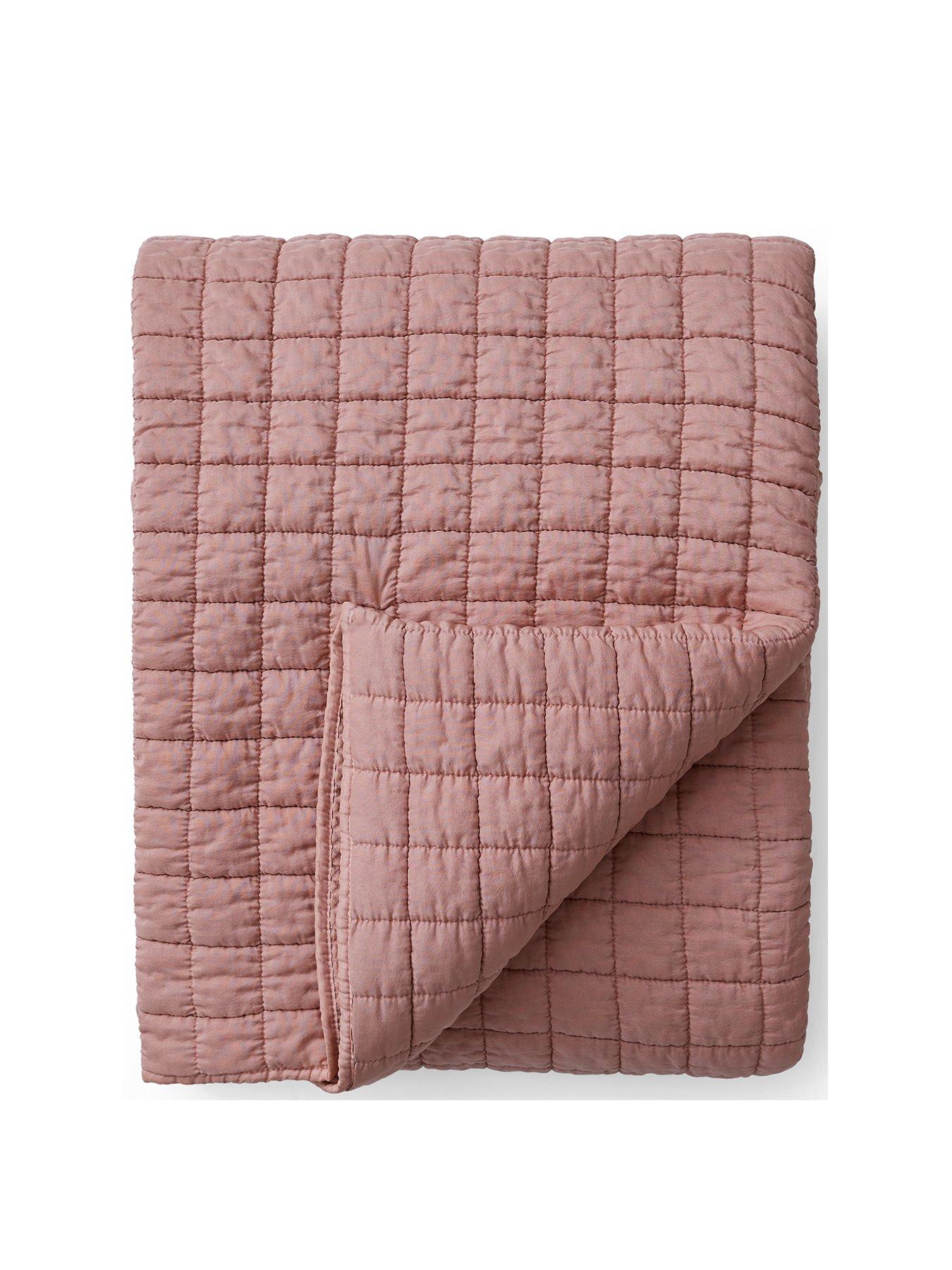  image of the-very-collection-washed-quilted-microfibre-bedspread-throw-pink