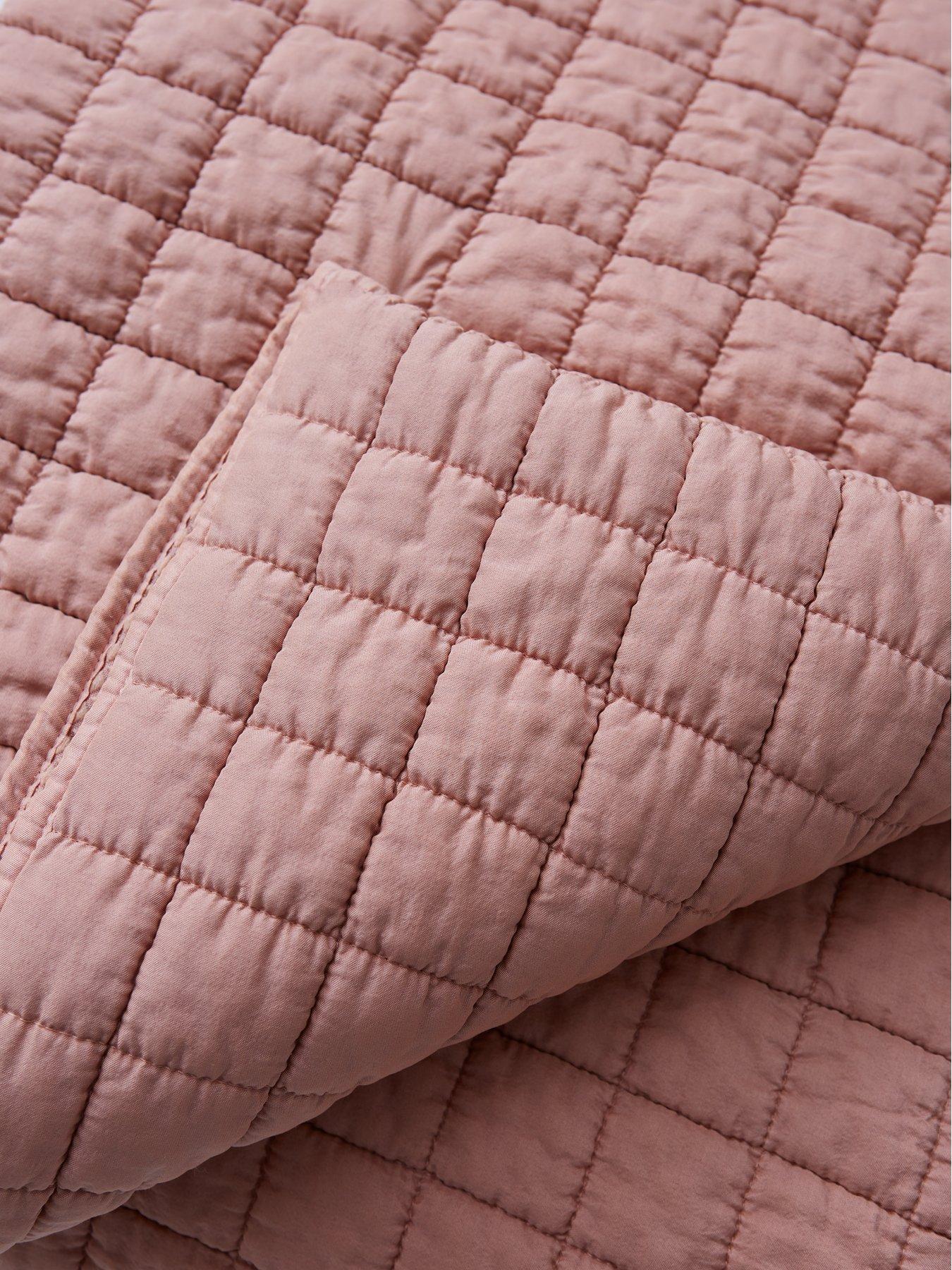  image of the-very-collection-washed-quilted-microfibre-bedspread-throw-pink