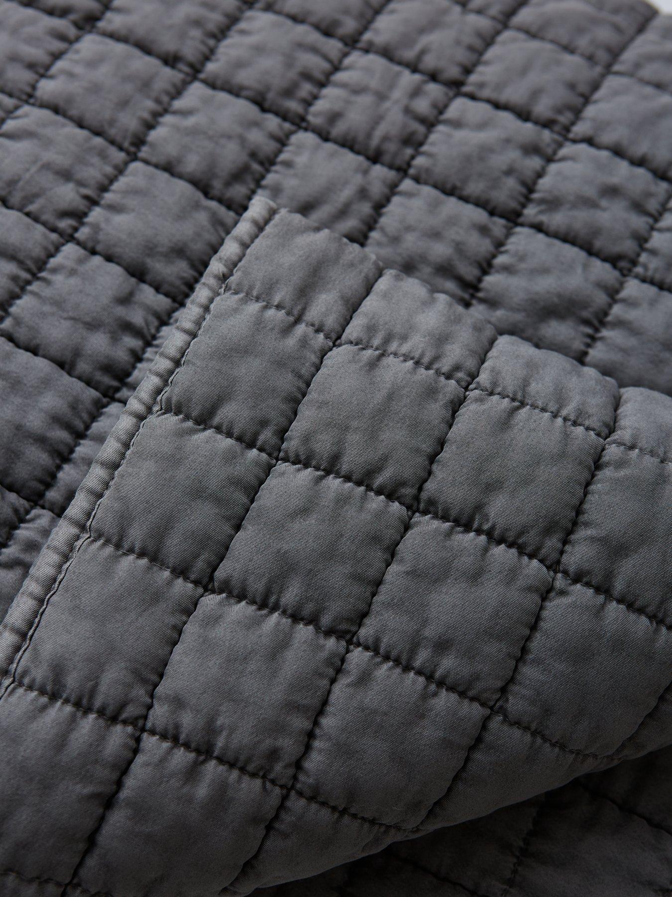 image of the-very-collection-washed-quilted-microfibre-bedspread-throw-charcoal