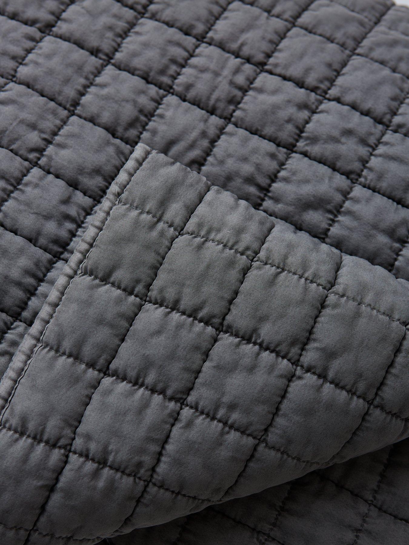  image of the-very-collection-washed-quilted-microfibre-bedspread-throw-charcoal