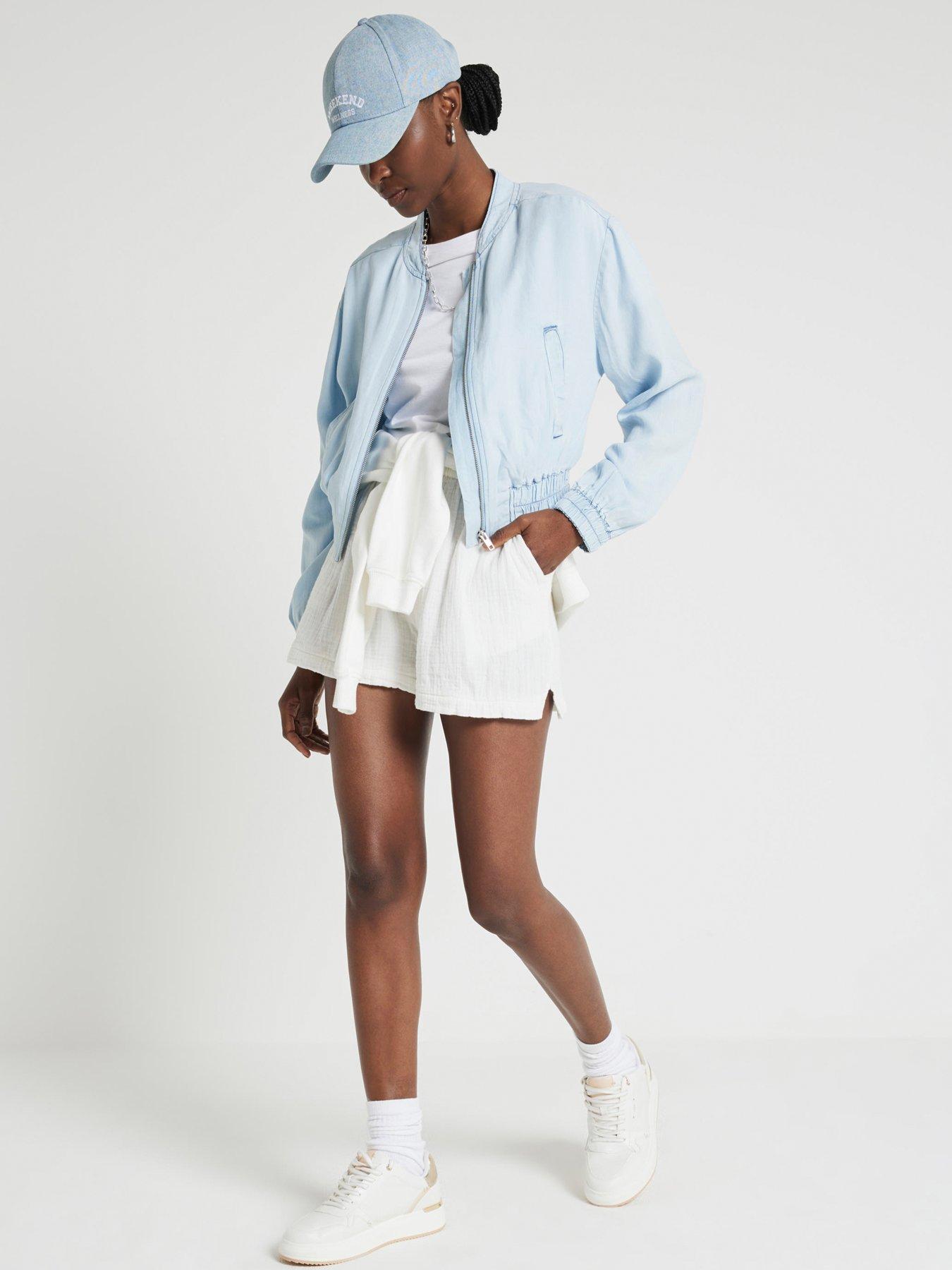 Image 2 of 5 of River Island Lyocell Bomber Jacket - Light Denim