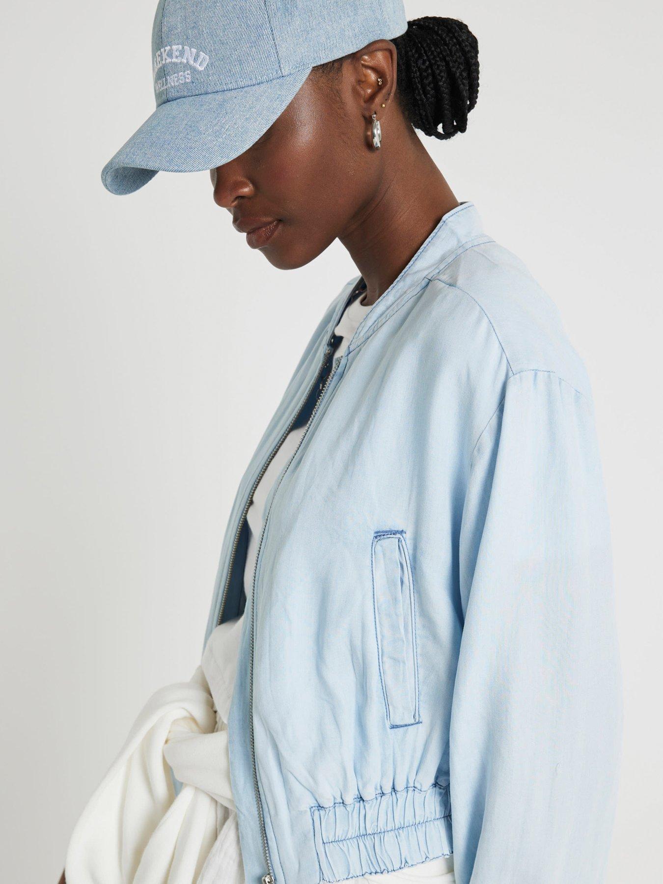 Image 4 of 5 of River Island Lyocell Bomber Jacket - Light Denim
