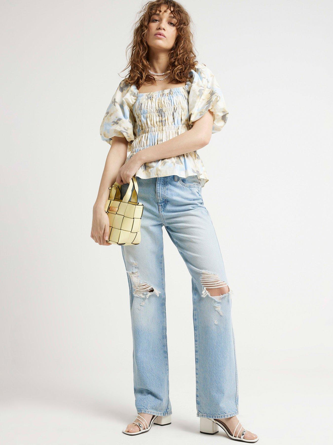 River island yellow floral top online