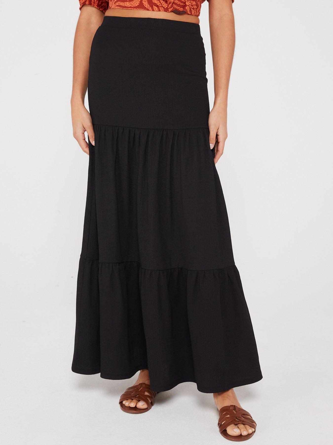 Tiered Maxi Skirt Black