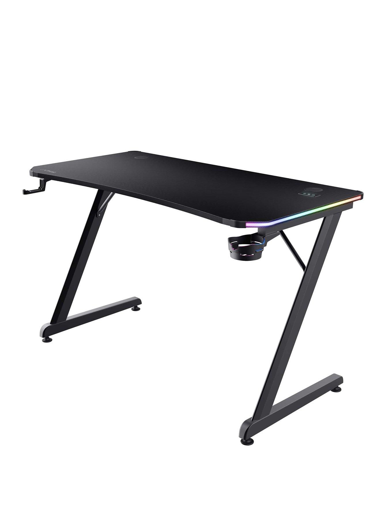  image of trust-gxt709-luminus-black-gaming-desk-with-adjustable-rgb-led-lighting
