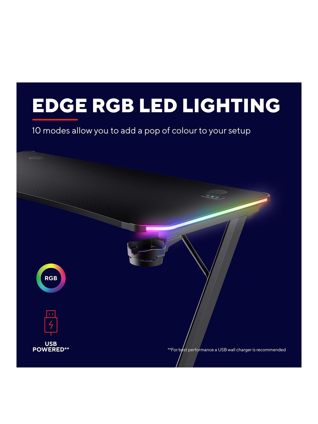  image of trust-gxt709-luminus-black-gaming-desk-with-adjustable-rgb-led-lighting