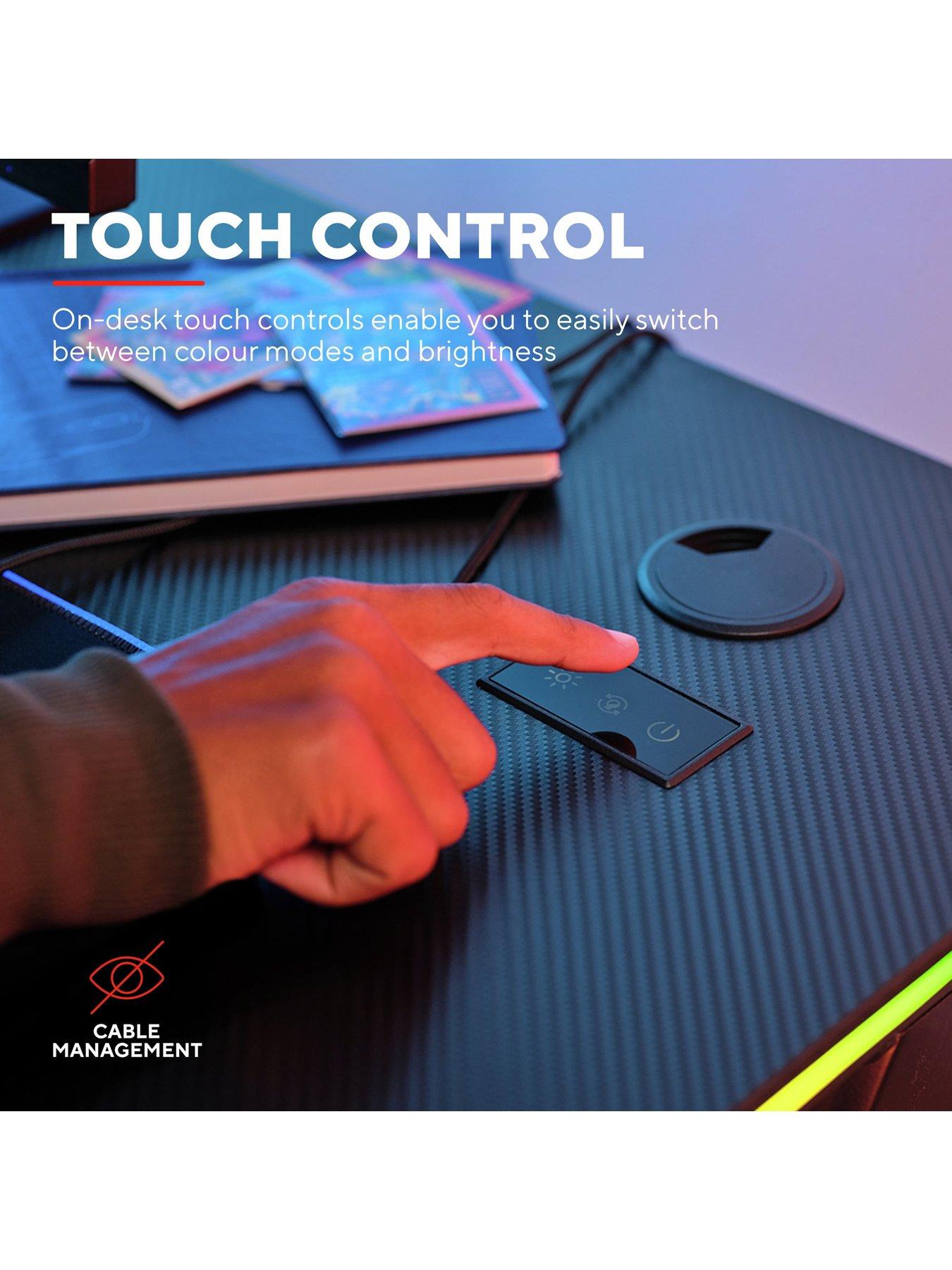  image of trust-gxt709-luminus-black-gaming-desk-with-adjustable-rgb-led-lighting