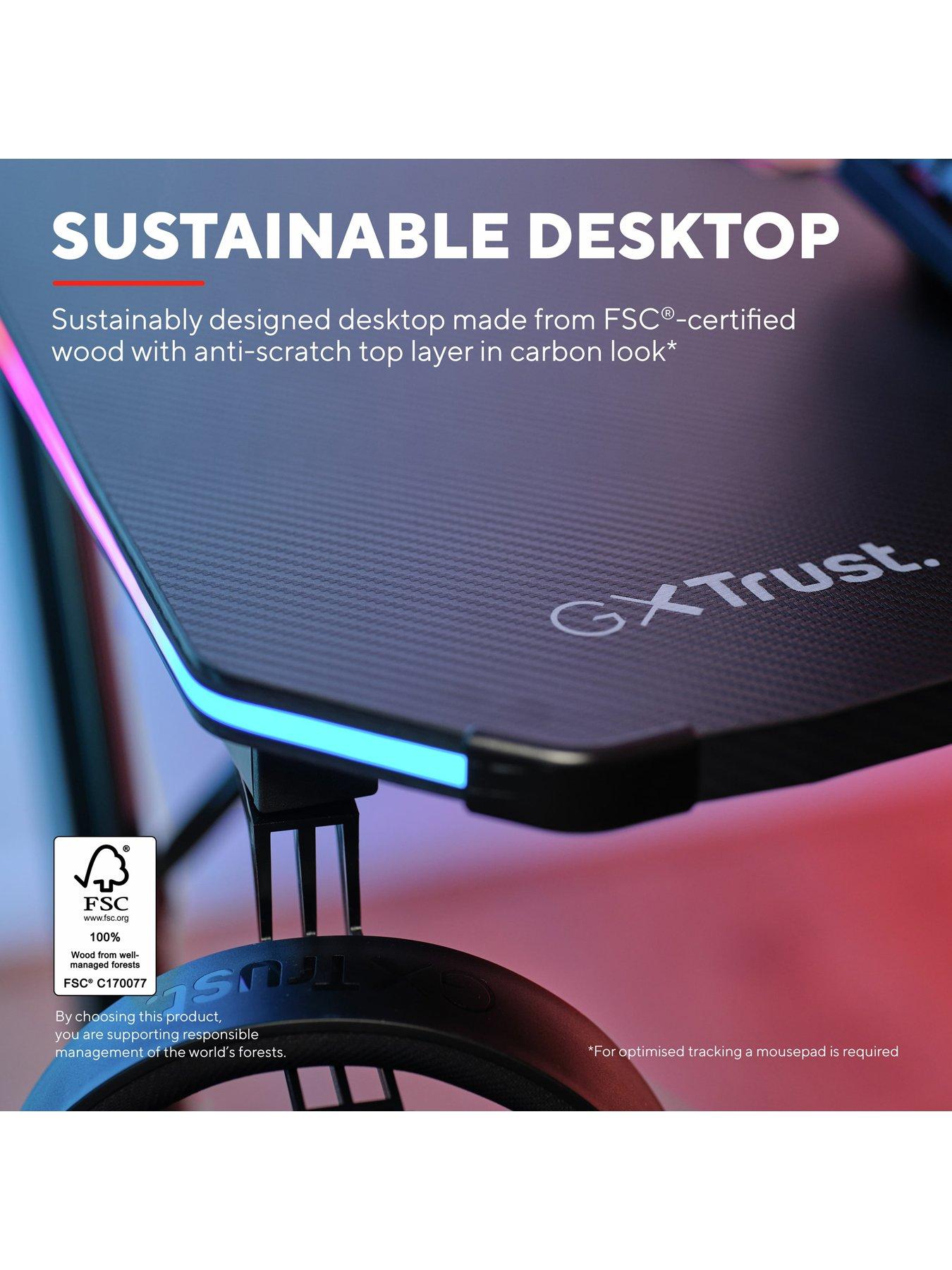  image of trust-gxt709-luminus-black-gaming-desk-with-adjustable-rgb-led-lighting