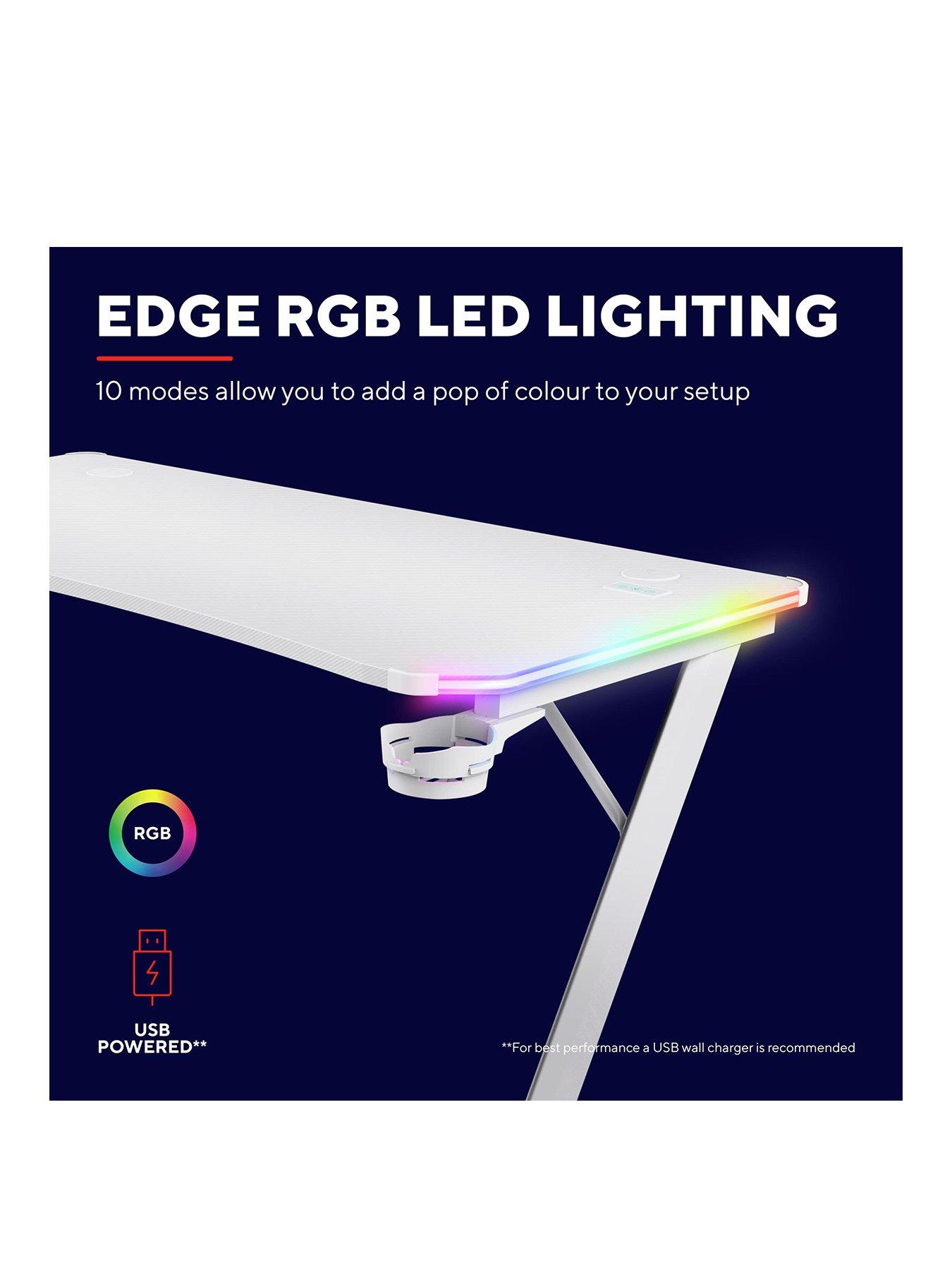  image of trust-gxt709w-luminus-white-gaming-desk-with-adjustable-rgb-led-lighting
