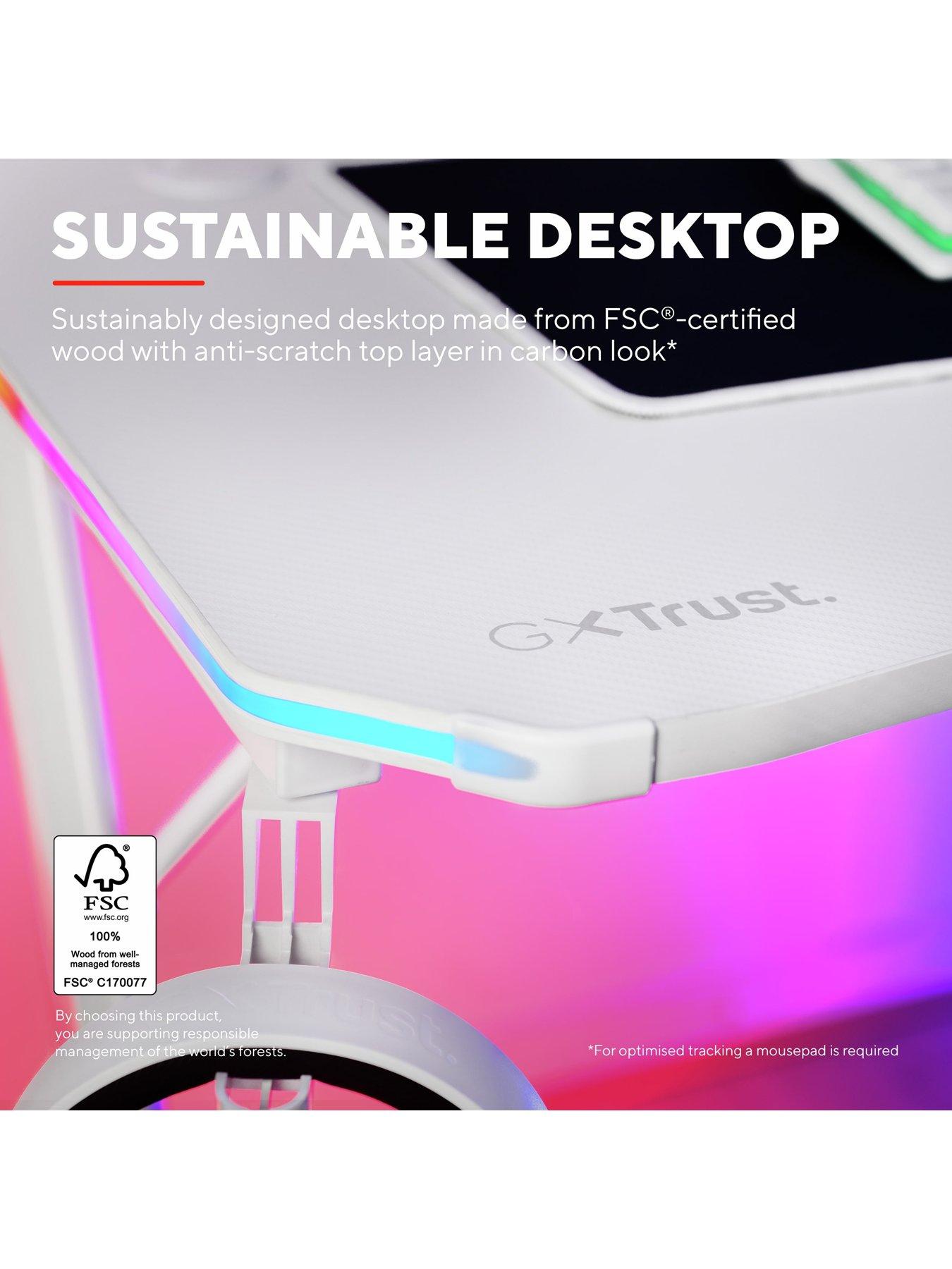  image of trust-gxt709w-luminus-white-gaming-desk-with-adjustable-rgb-led-lighting