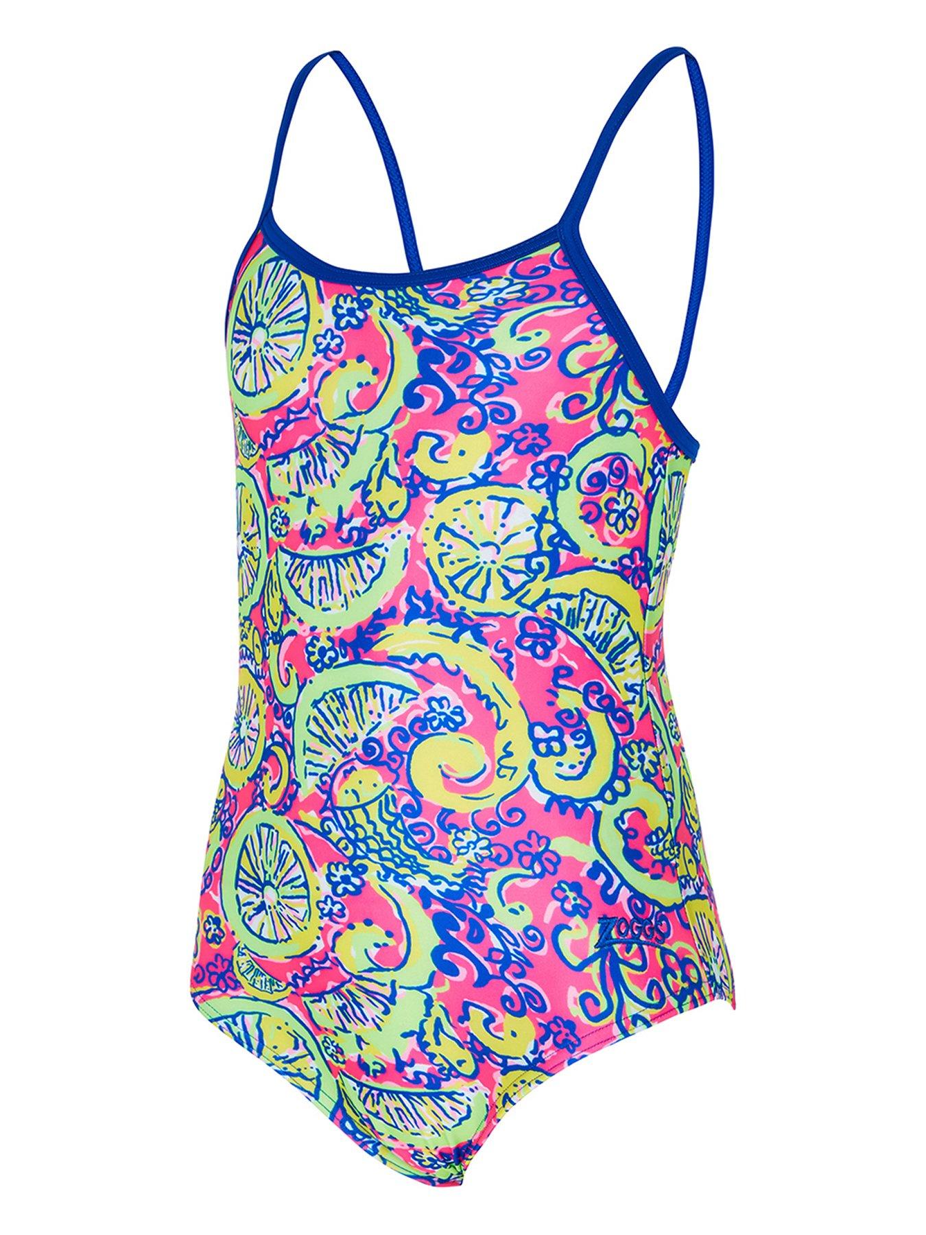 Zoggs Citrus Print Classicback Girls Swimsuit-green
