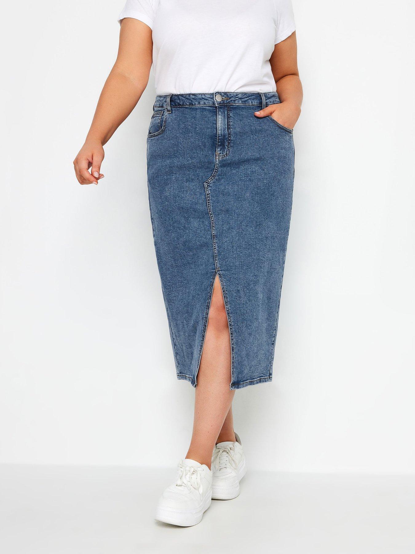 undefined Curve Elastic Waist Skirt - Blue