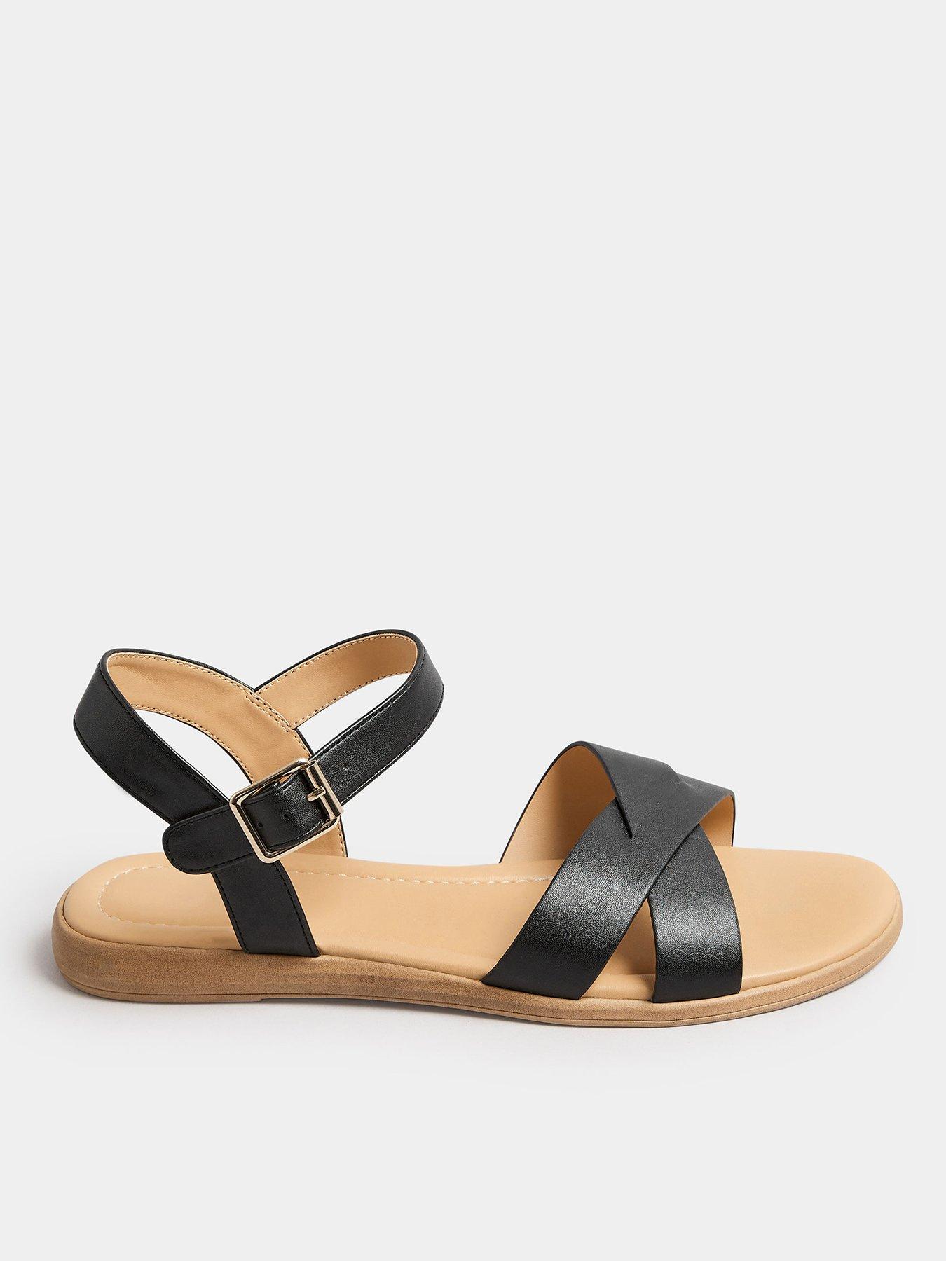 yours-extra-wide-fit-cross-over-sandal-black