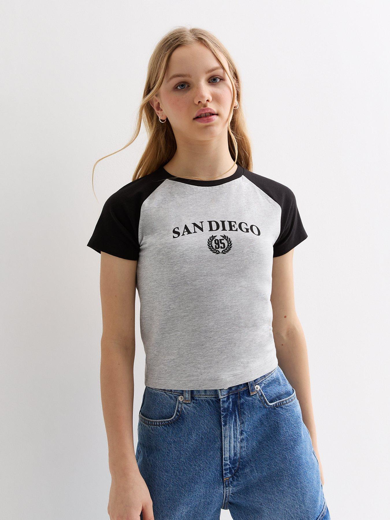 undefined Girls San Diego Logo Raglan T-Shirt - Grey