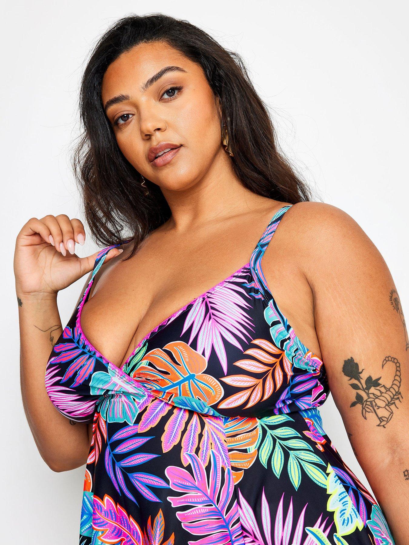  image of yours-curve-bright-floral-hanky-swim-dress
