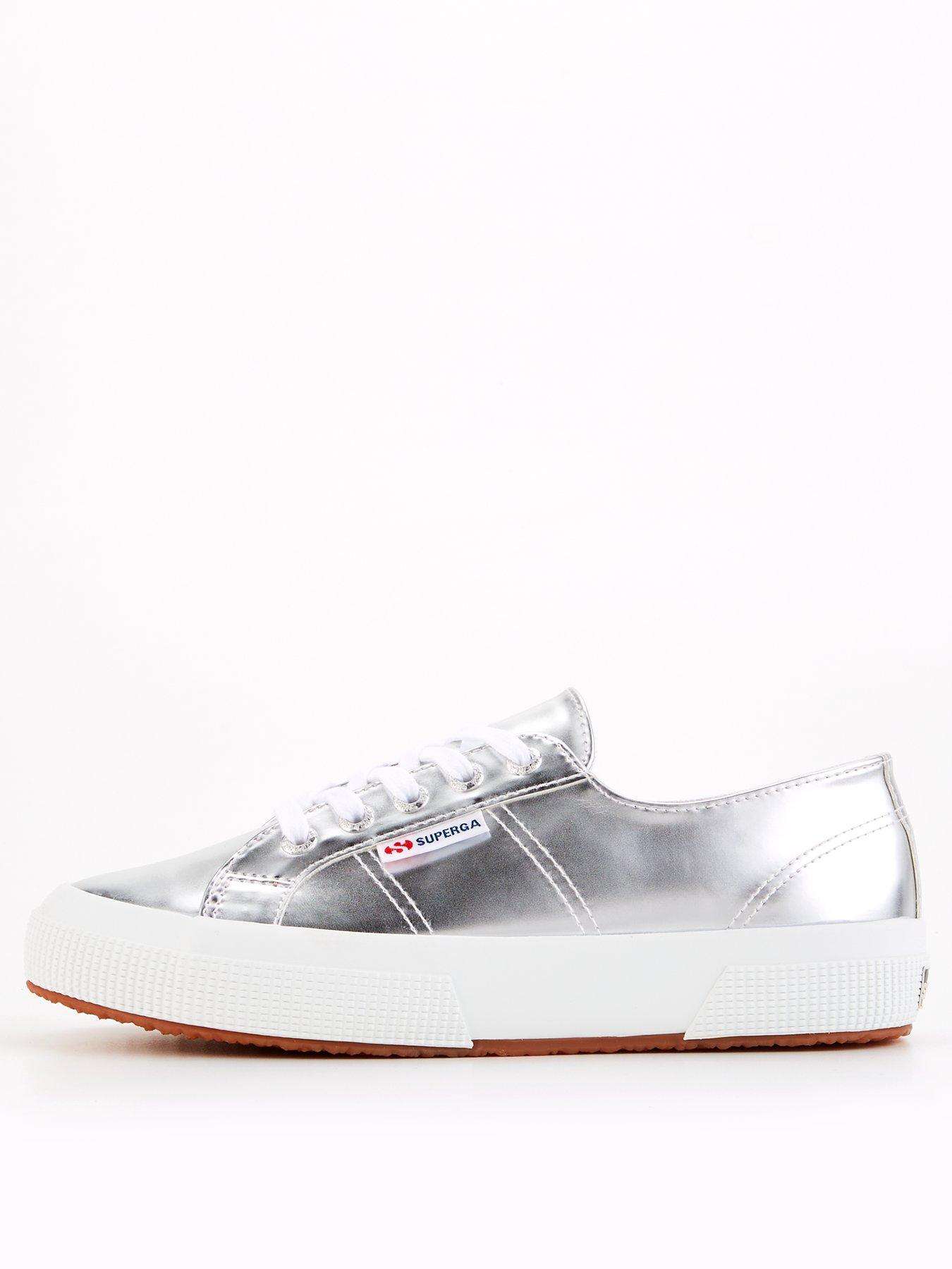 undefined 2750 Mirror Faux Leather Plimsolls - Silver