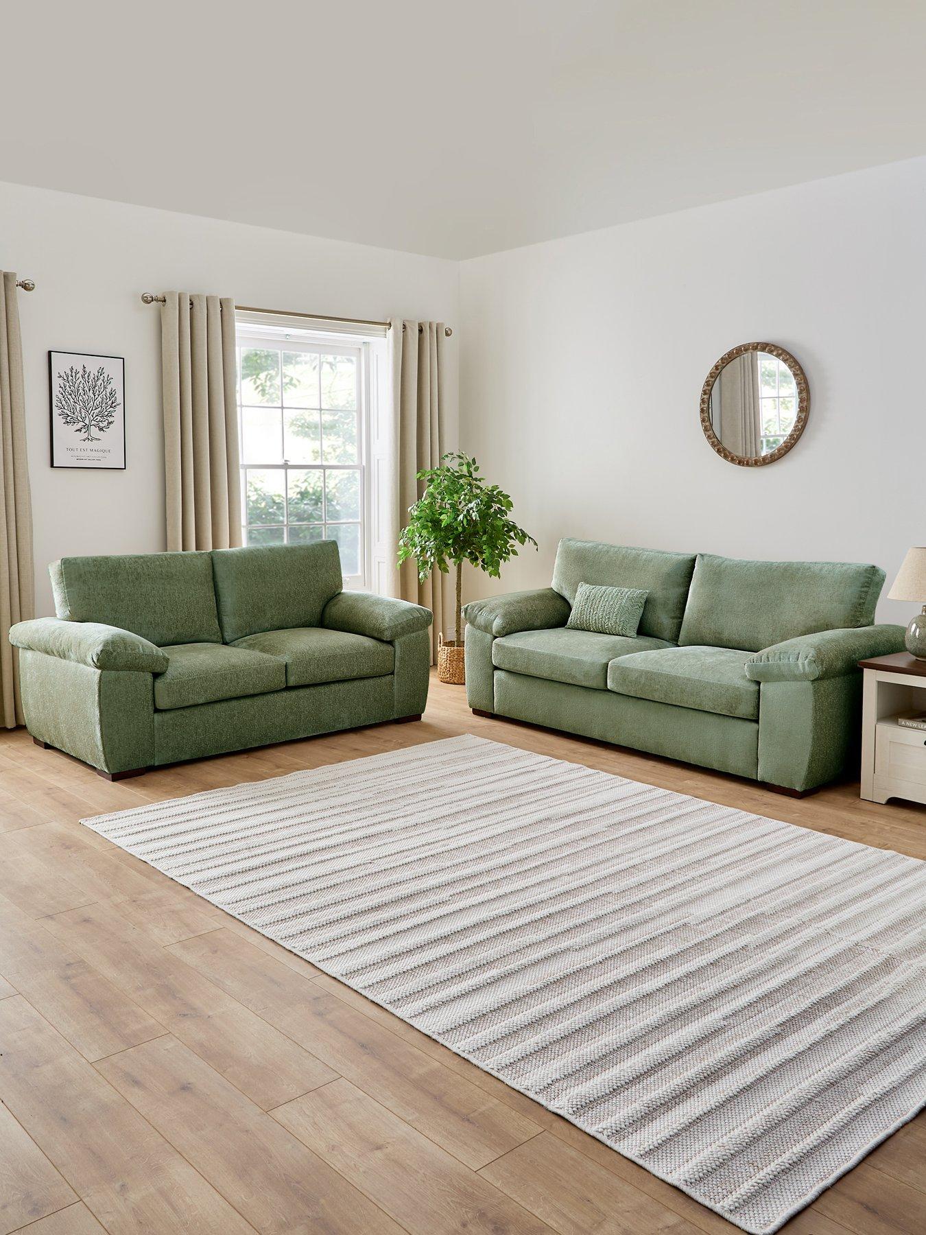 Image 1 of 7 of The Very Collection Salerno Standard Back Fabric 3 + 2 Seater Sofa Set (Buy &amp; SAVE!) &ndash; Olive Green - FSC&reg; Certified