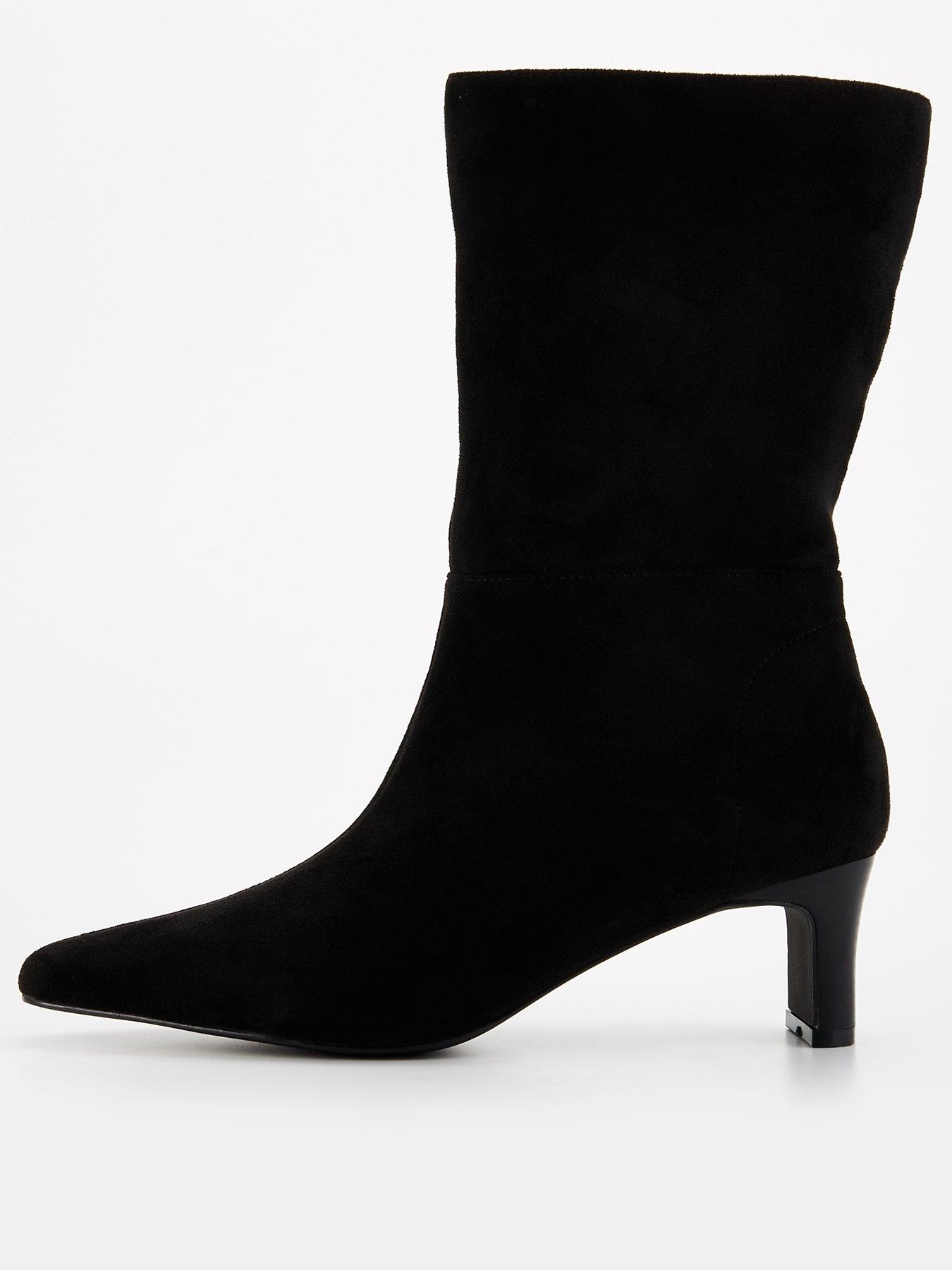 undefined Chiselled Toe Straight Leg Calf Boot - Black