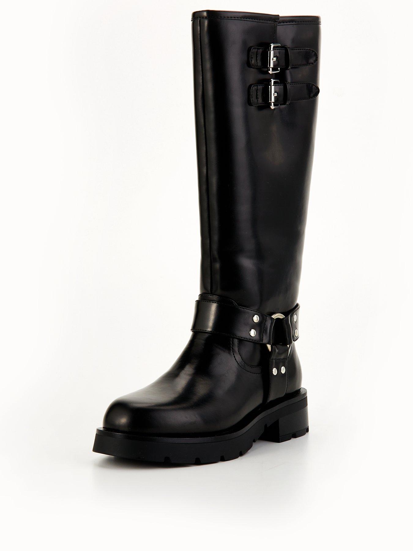  image of v-by-very-knee-high-biker-boot-black
