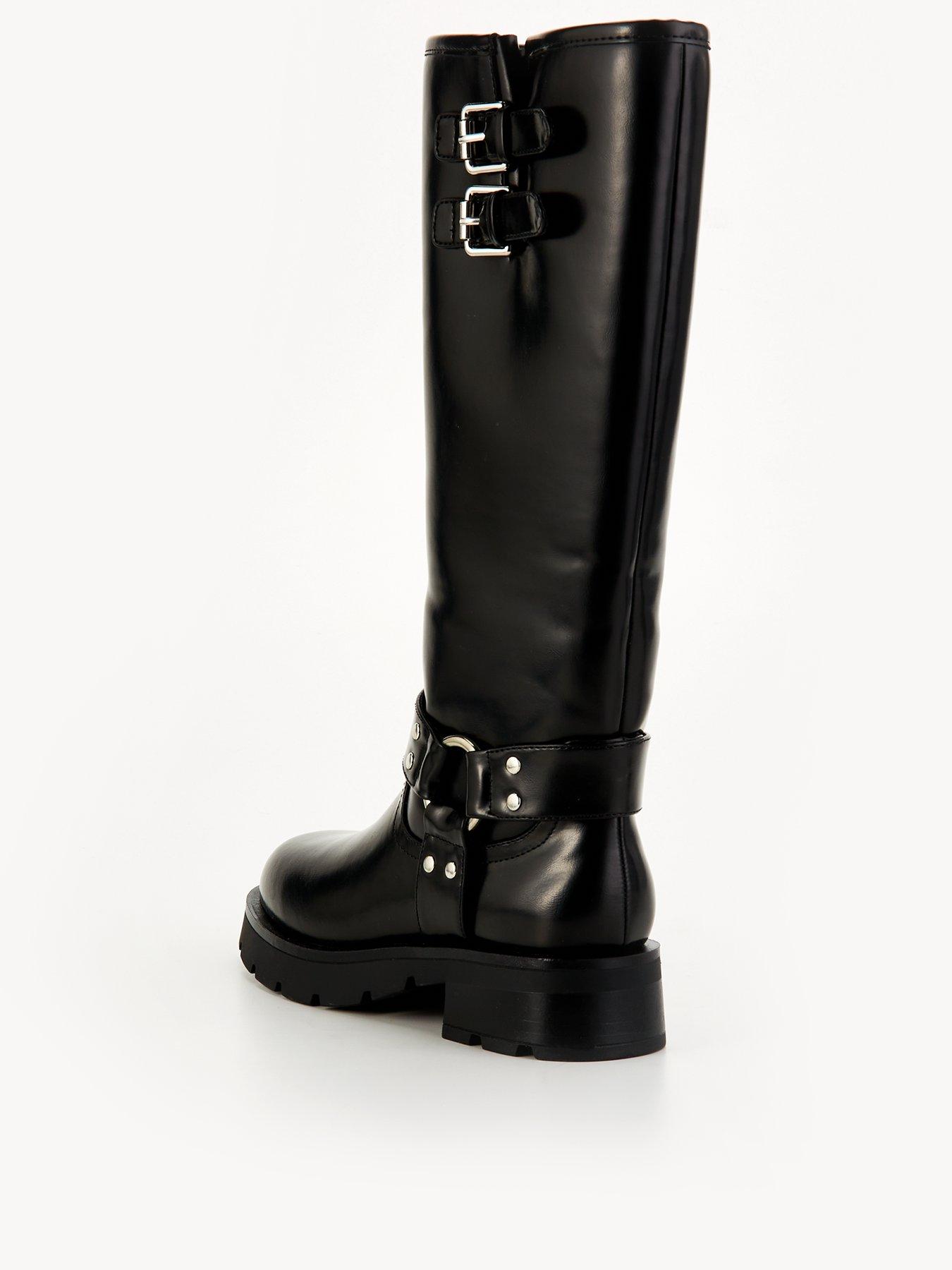  image of v-by-very-knee-high-biker-boot-black