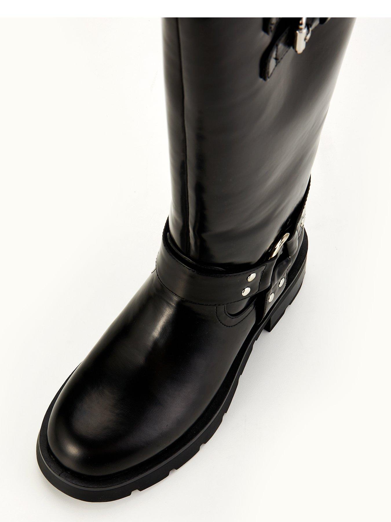  image of v-by-very-knee-high-biker-boot-black