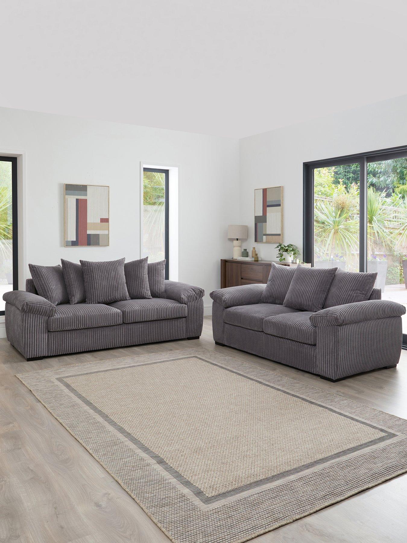 The Very Collection Amalfi Scatter Back 3 + 2 Seater Fabric Sofa (Buy  &  SAVE!) - Charcoal - FSC® Certified