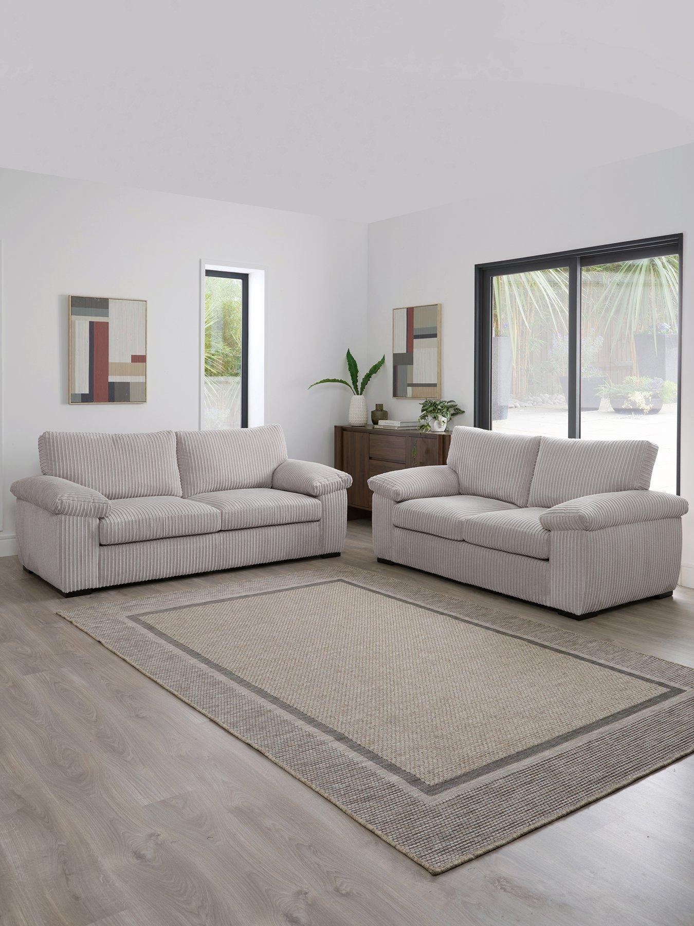 Very Home Amalfi Standard Back Fabric 3 + 2 Seater Sofa Set - Silver (Buy  &  SAVE!) - FSC® Certified