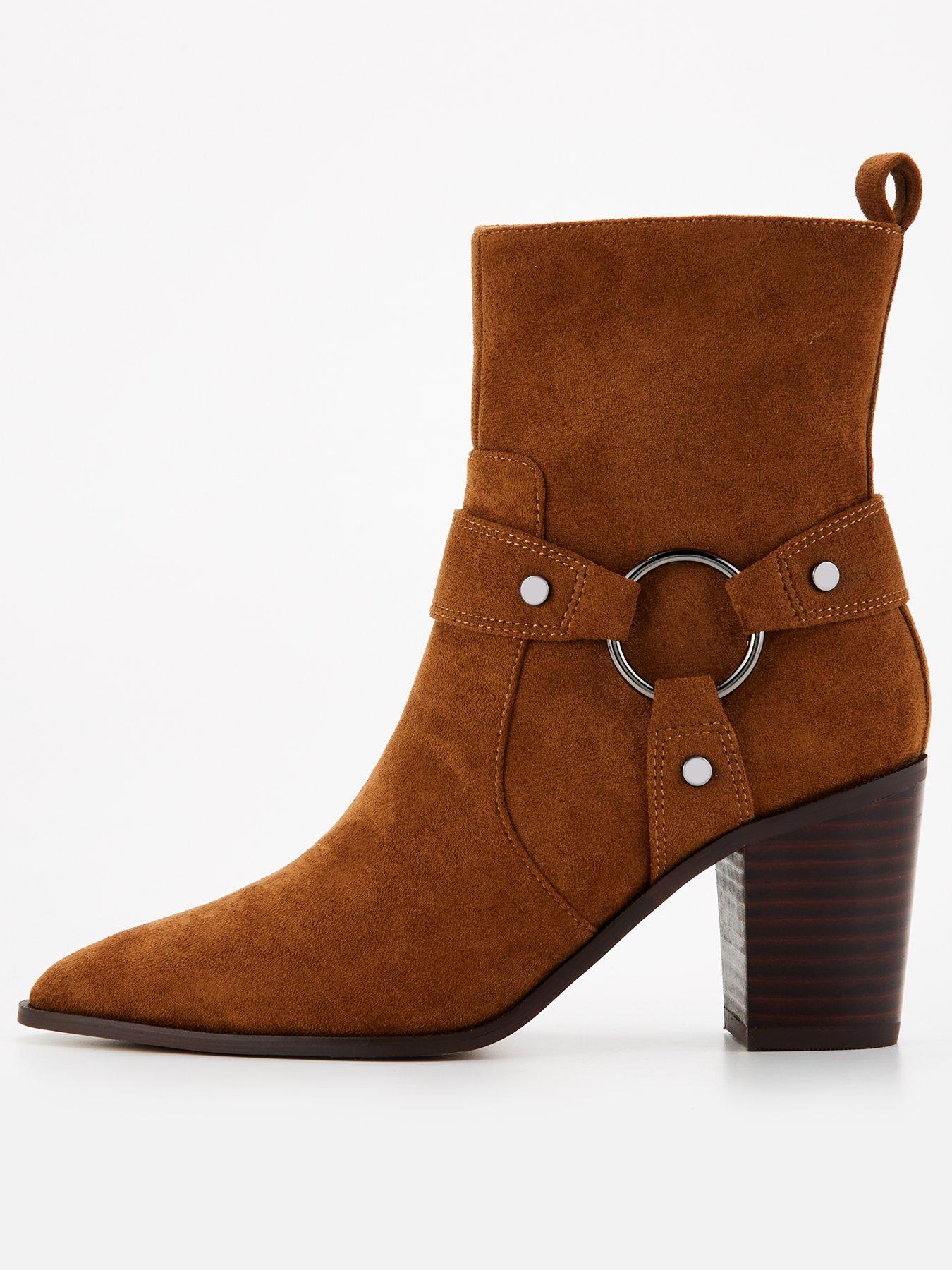 undefined Western Ankle Boot with Buckles - Tan