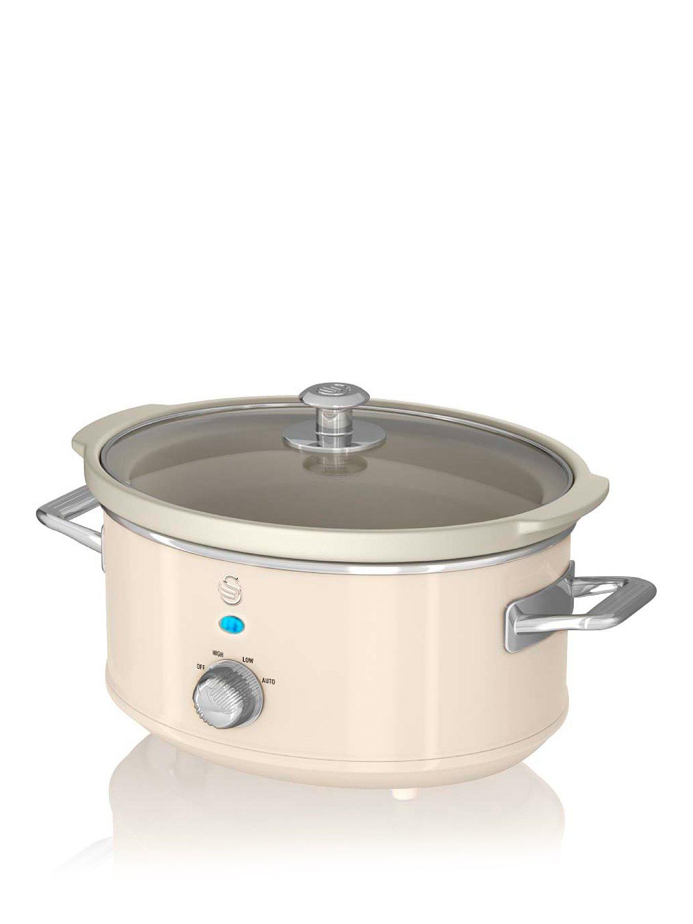 Swan SF17021CN Retro Slow Cooker with 3 Temperature Settings, Keep Warm Function, 3.5L, 200W, Cream