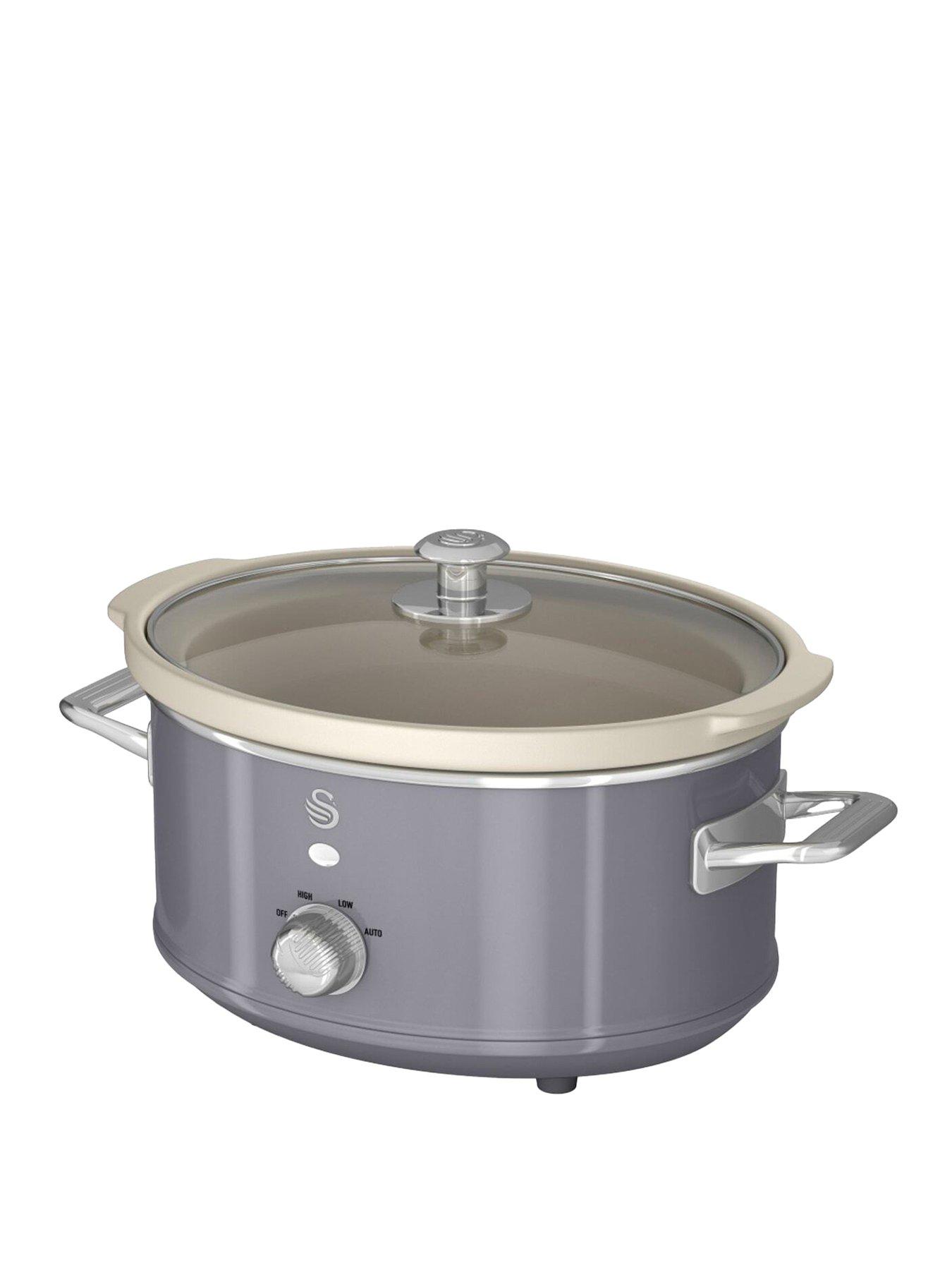 undefined SF17021GRN Retro Slow Cooker with 3 Temperature Settings, Keep Warm Function, 3.5L, 200W, Grey