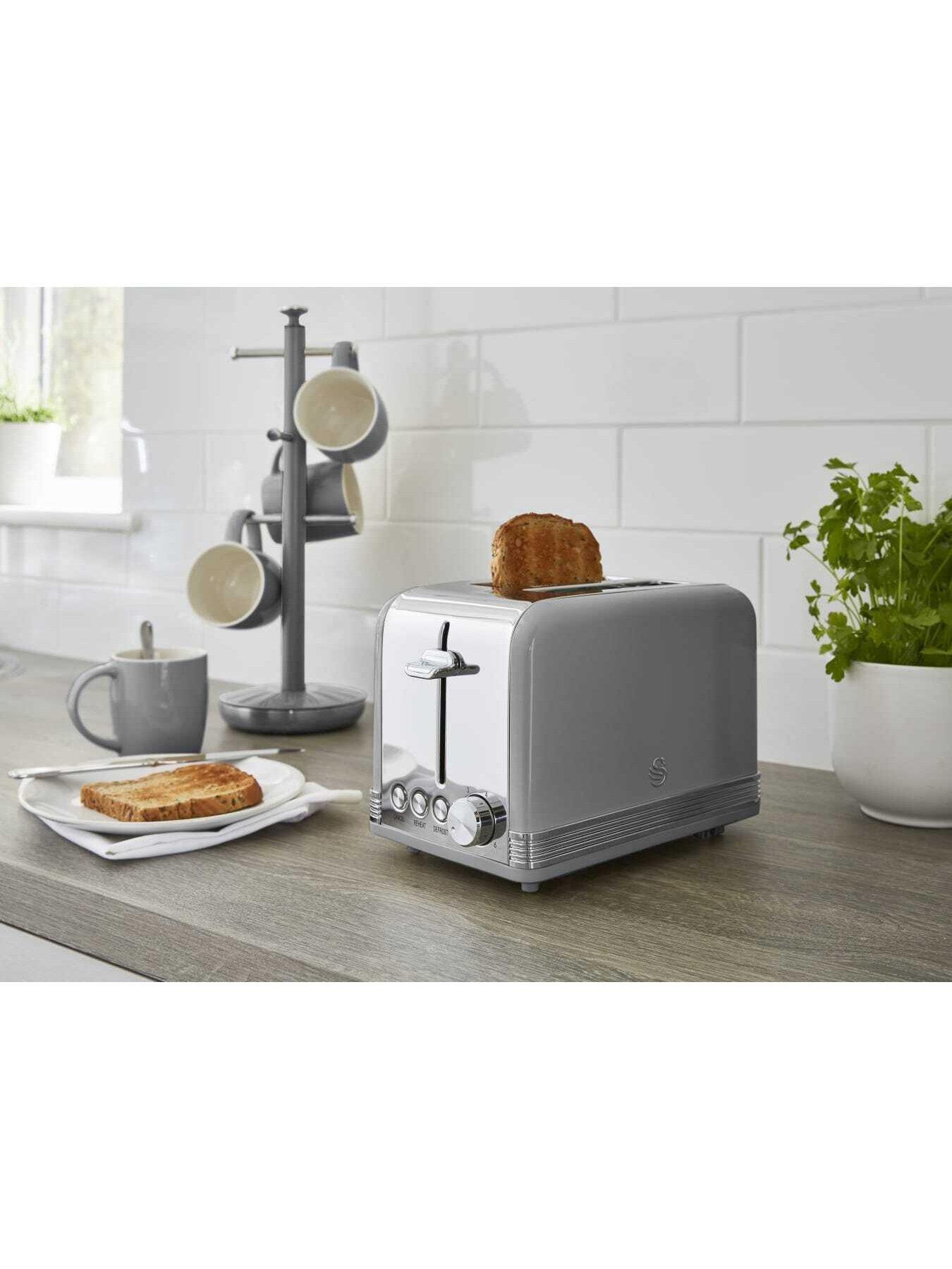 Swan retro grey outlet toaster