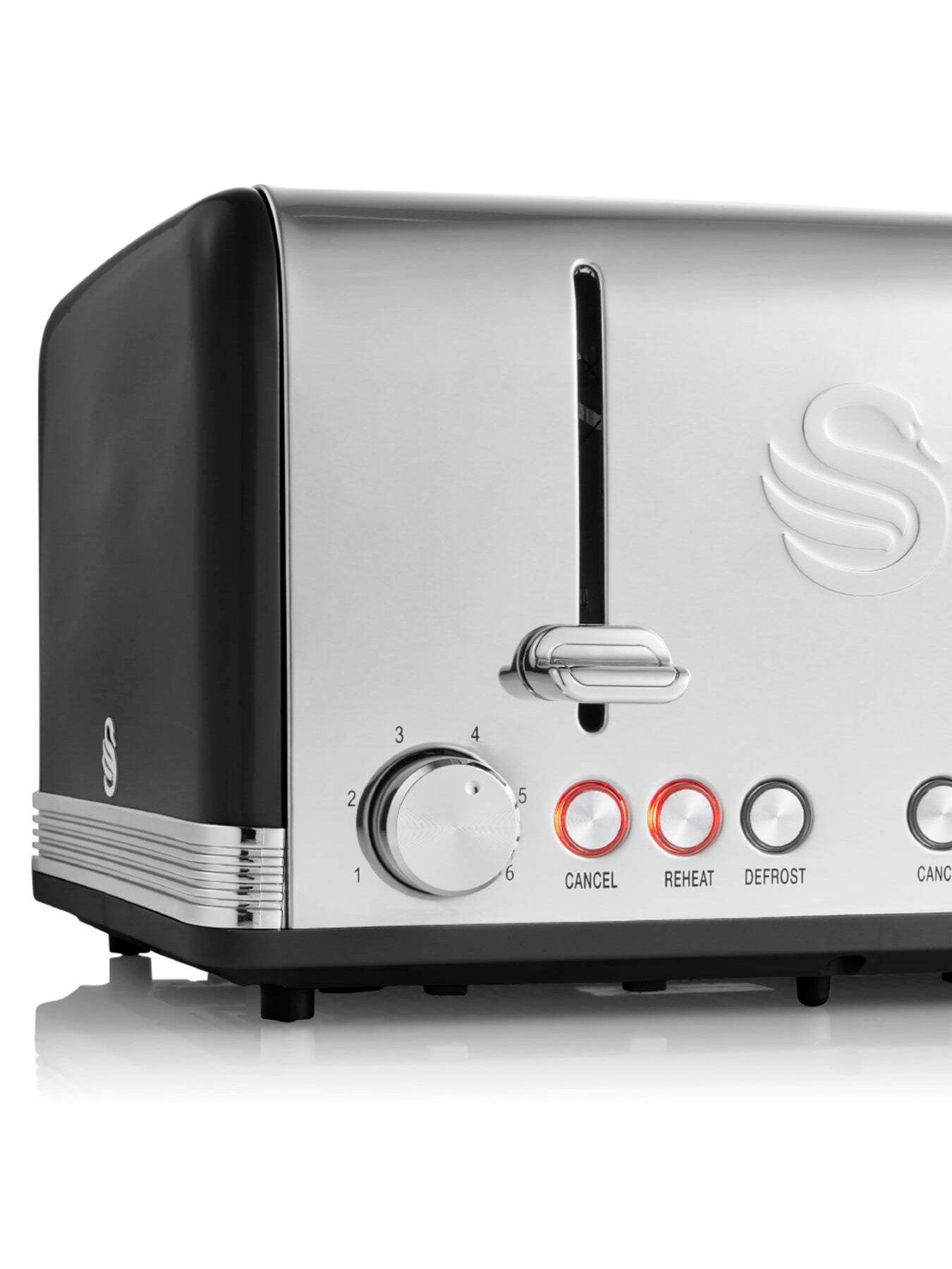  image of swan-st19020bn-retro-4-slice-toaster-with-defrostreheatcancel-functions-cord-storage-1600w-black