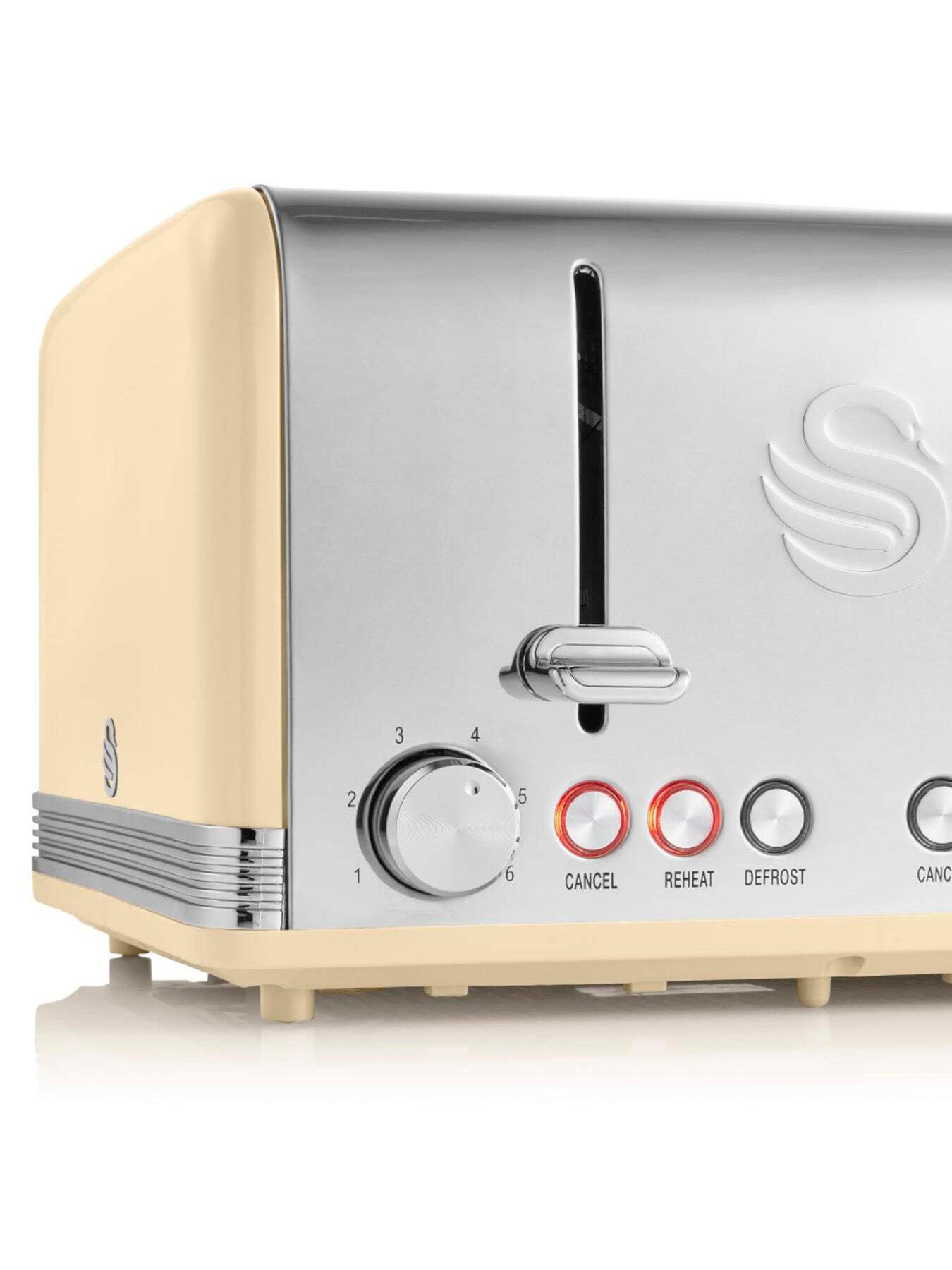  image of swan-st19020cn-retro-4-slice-toaster-with-defrostreheatcancel-functions-cord-storage-1600w-cream