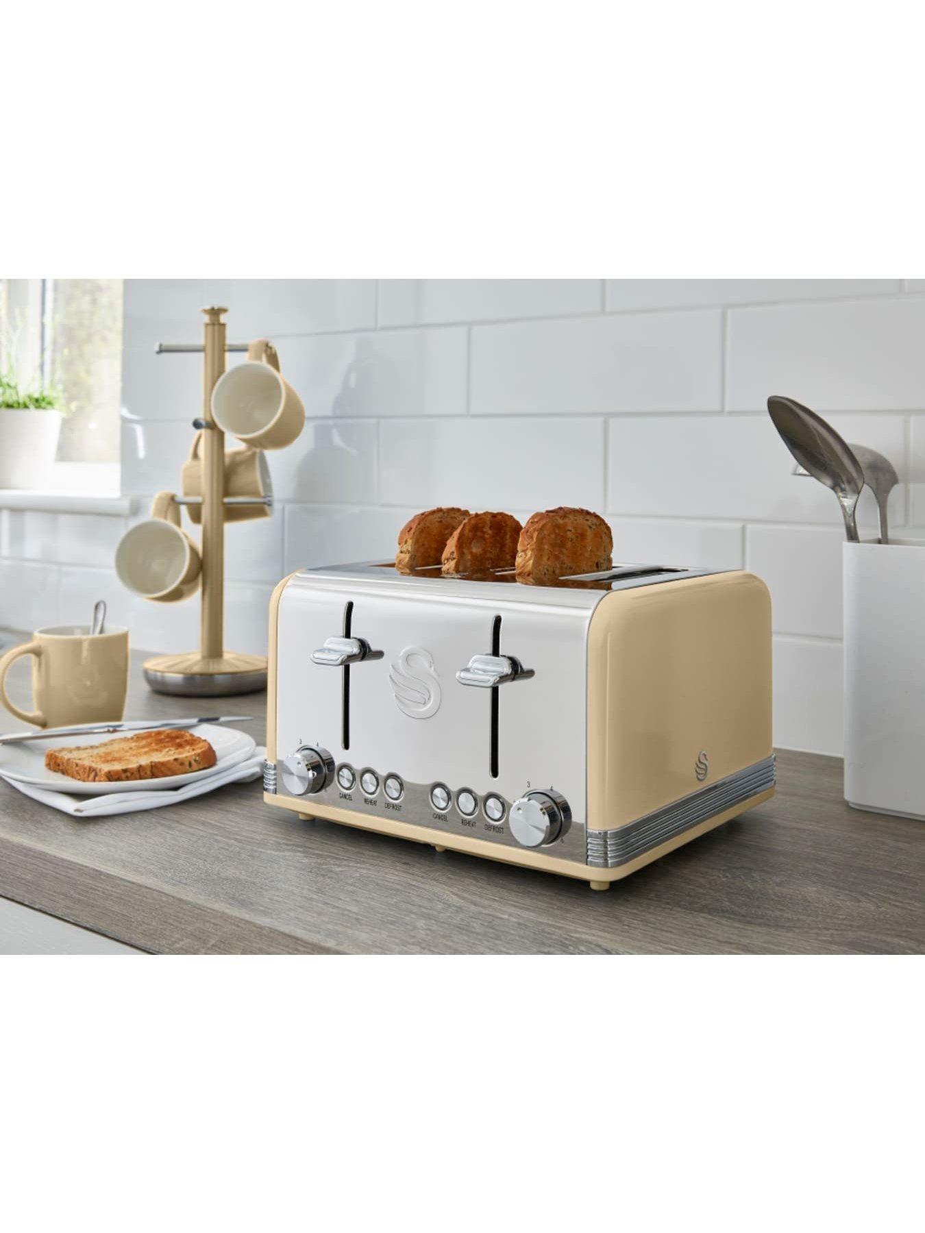  image of swan-st19020cn-retro-4-slice-toaster-with-defrostreheatcancel-functions-cord-storage-1600w-cream