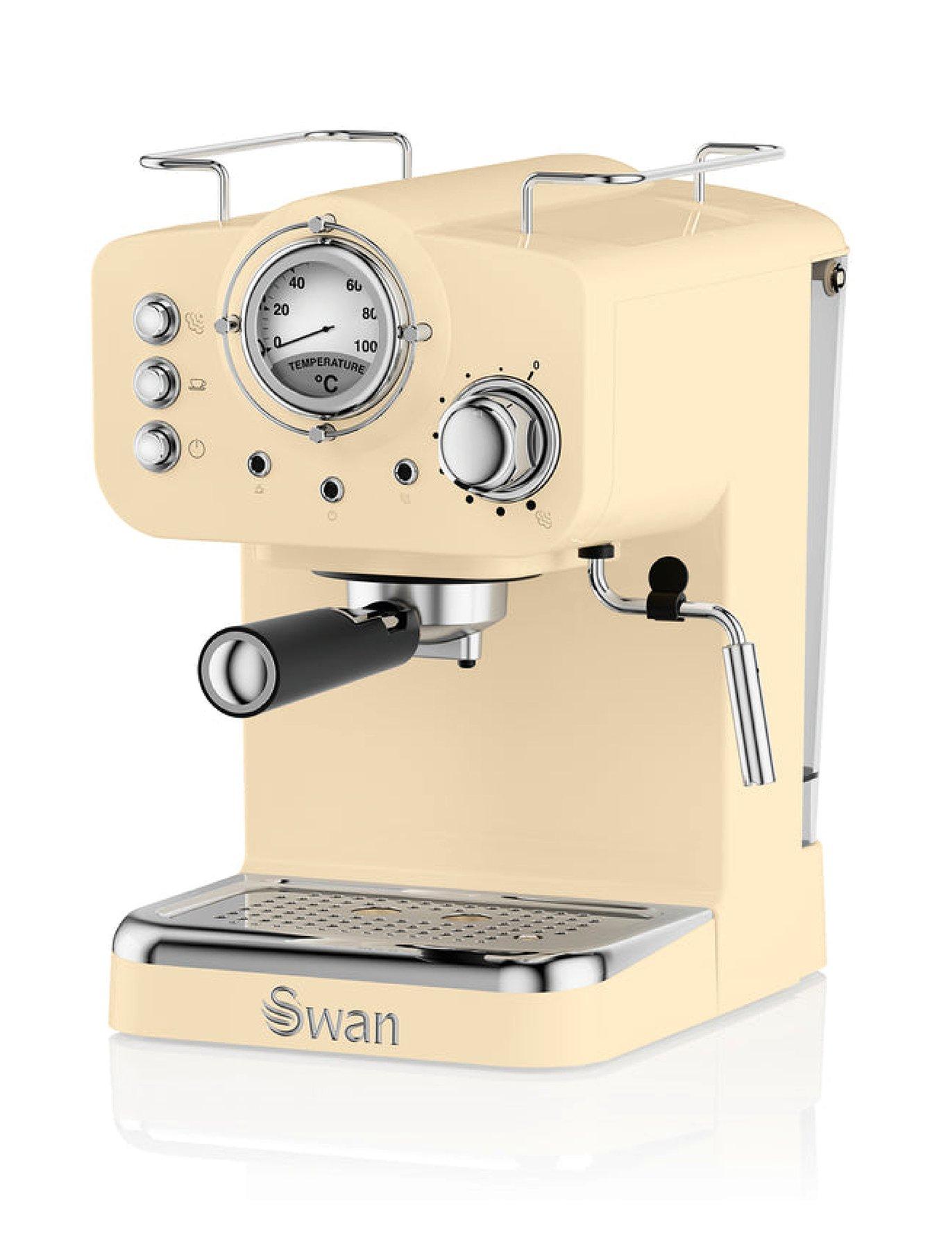 Swan SK22110CN Nordic Espresso Coffee Machine with Milk Frother, Steam Pressure Control, 1.2L Detachable Water Tank, 1100W - Cream