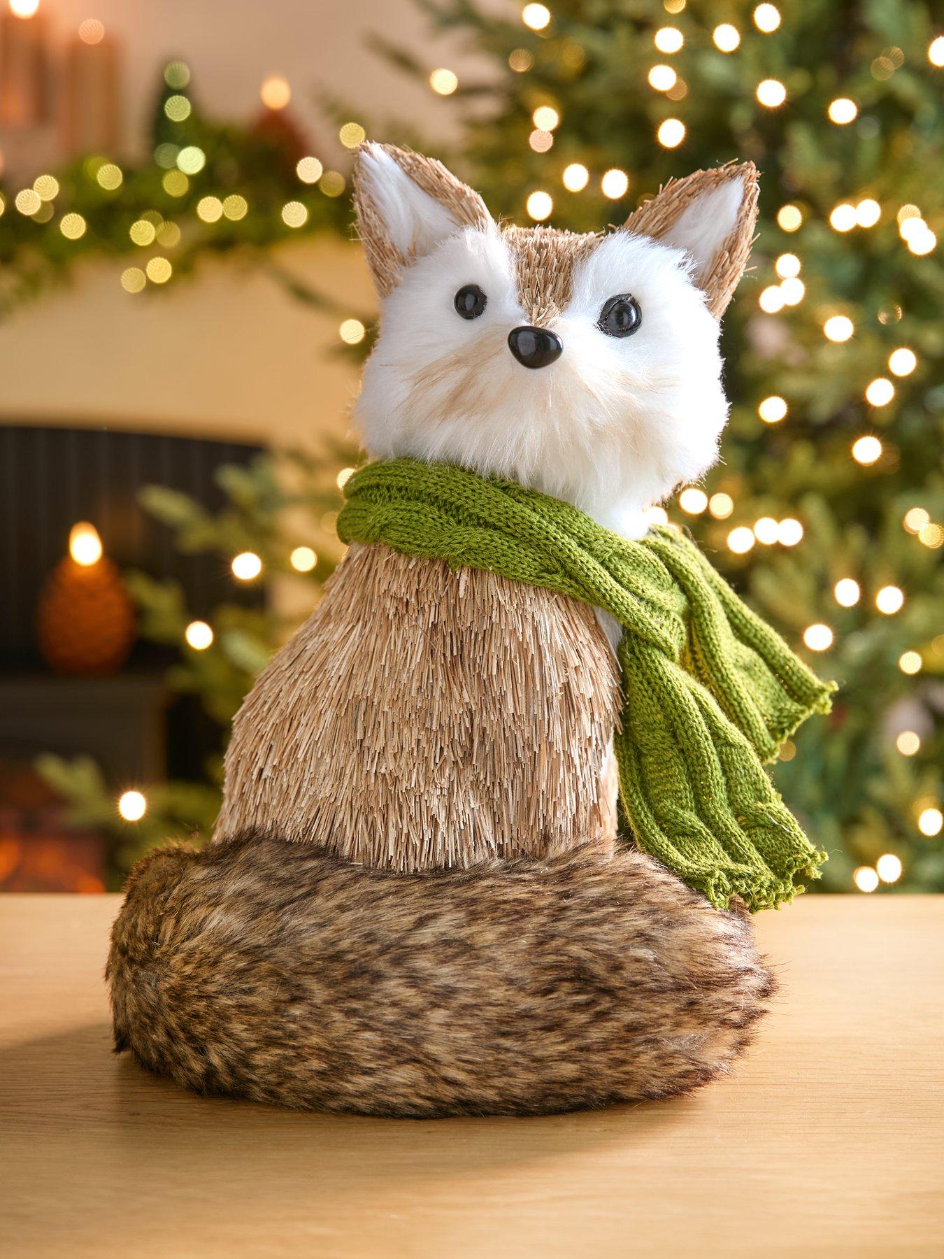 undefined Bristle Fox with Scarf Autumn Decoration