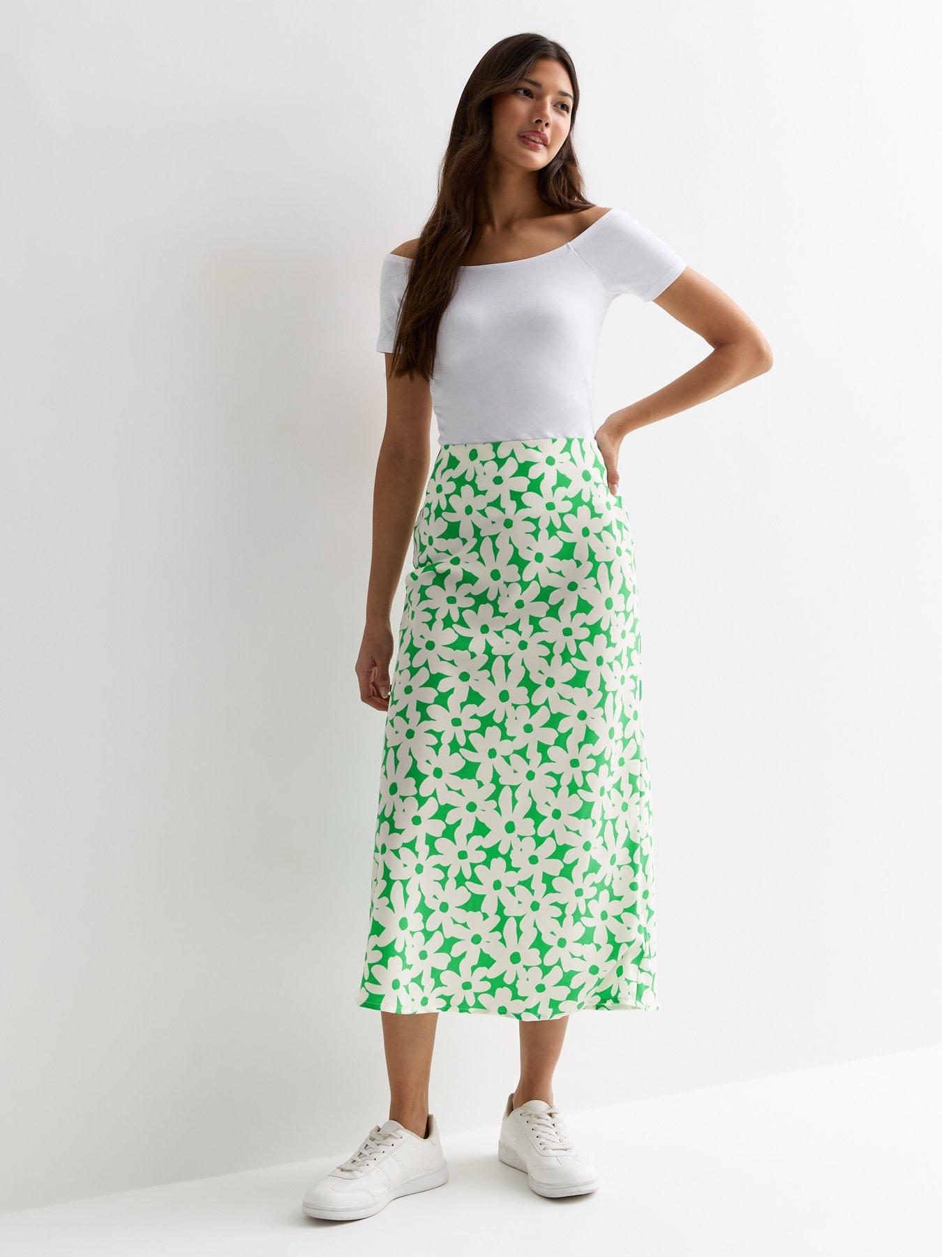 Green midi skirt 80s hotsell