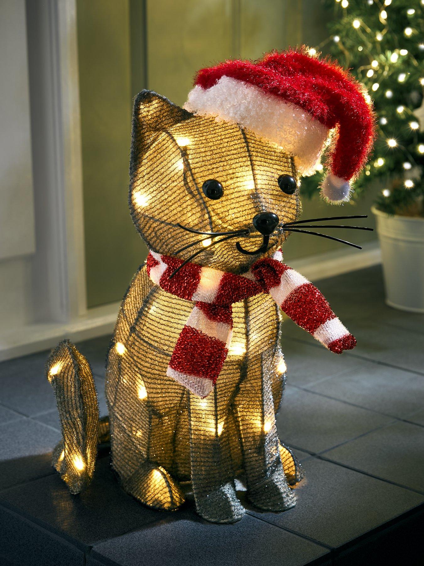 Very Home Halloween and Christmas Light-Up Cat Decoration