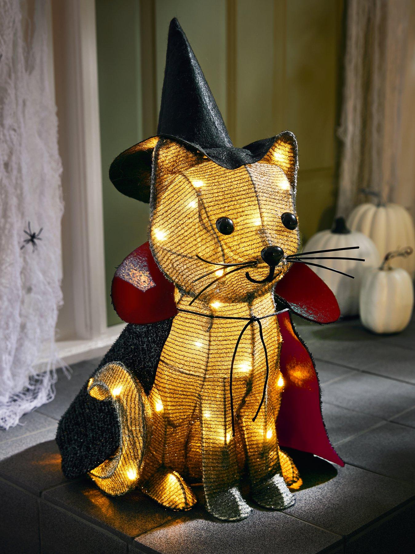 Image 1 of 6 of The Very Collection Halloween and Christmas Light-Up Cat Decoration