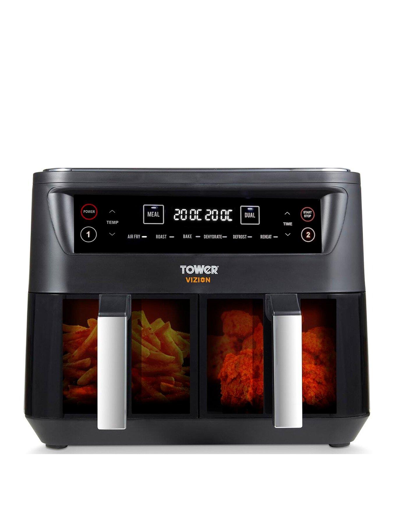 tower-t17104-vortx-vizion-8l-dual-basket-air-fryer-with-digital-control-panel-amp-6-one-touch-pre-sets-black