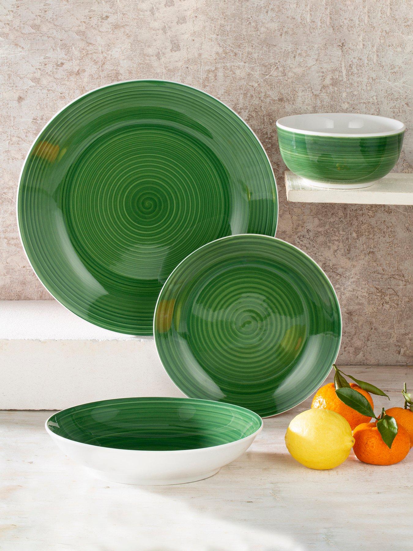 undefined Forest Green Spin Wash 16-Piece Dinner Set