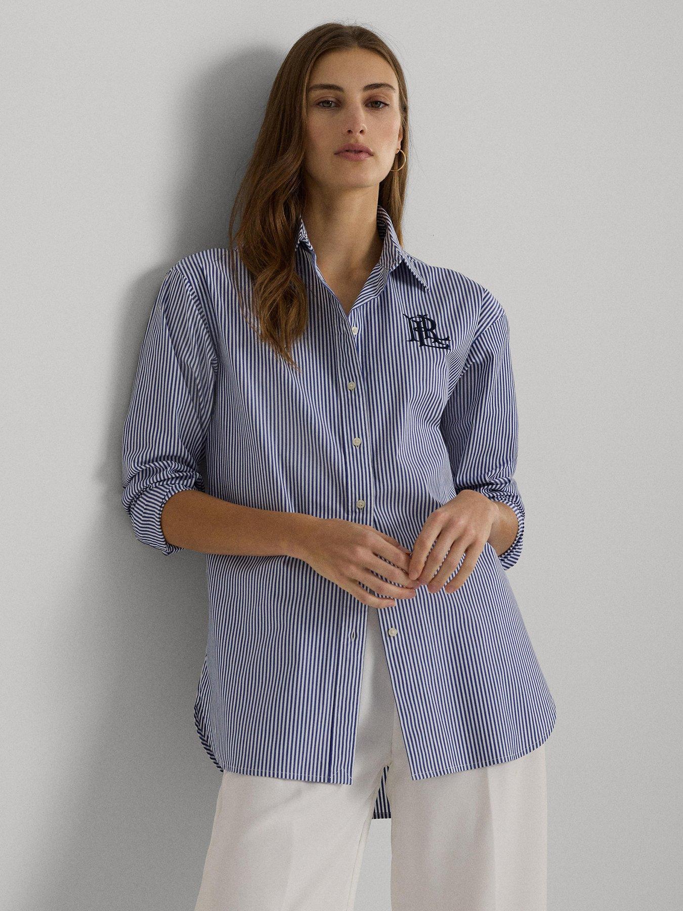 Lauren by Ralph Lauren Kotta Long Sleeve Button Front Shirt - Blue