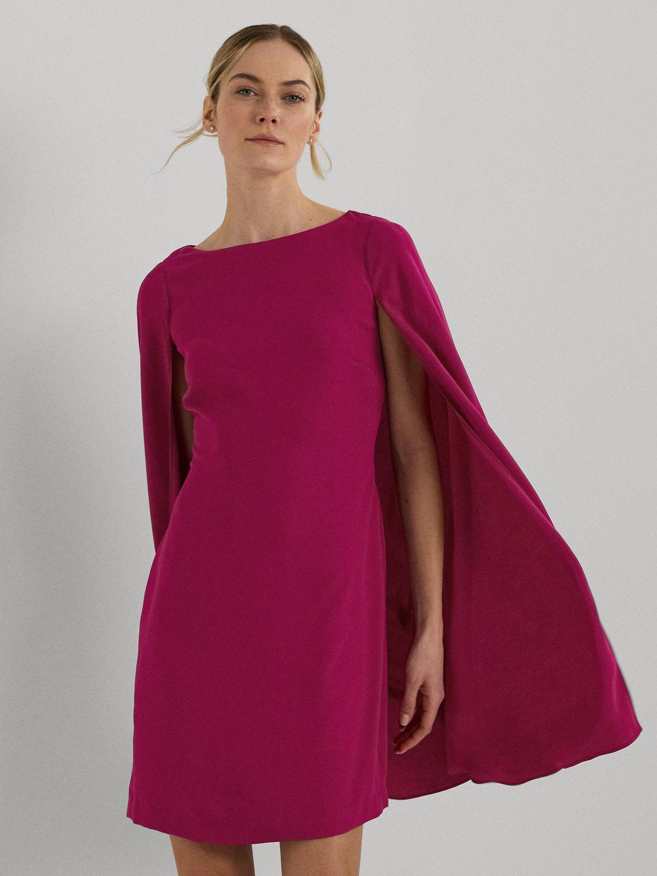 Image 1 of 4 of Lauren by Ralph Lauren Petra Long Sleeve Cocktail Dress - Pink