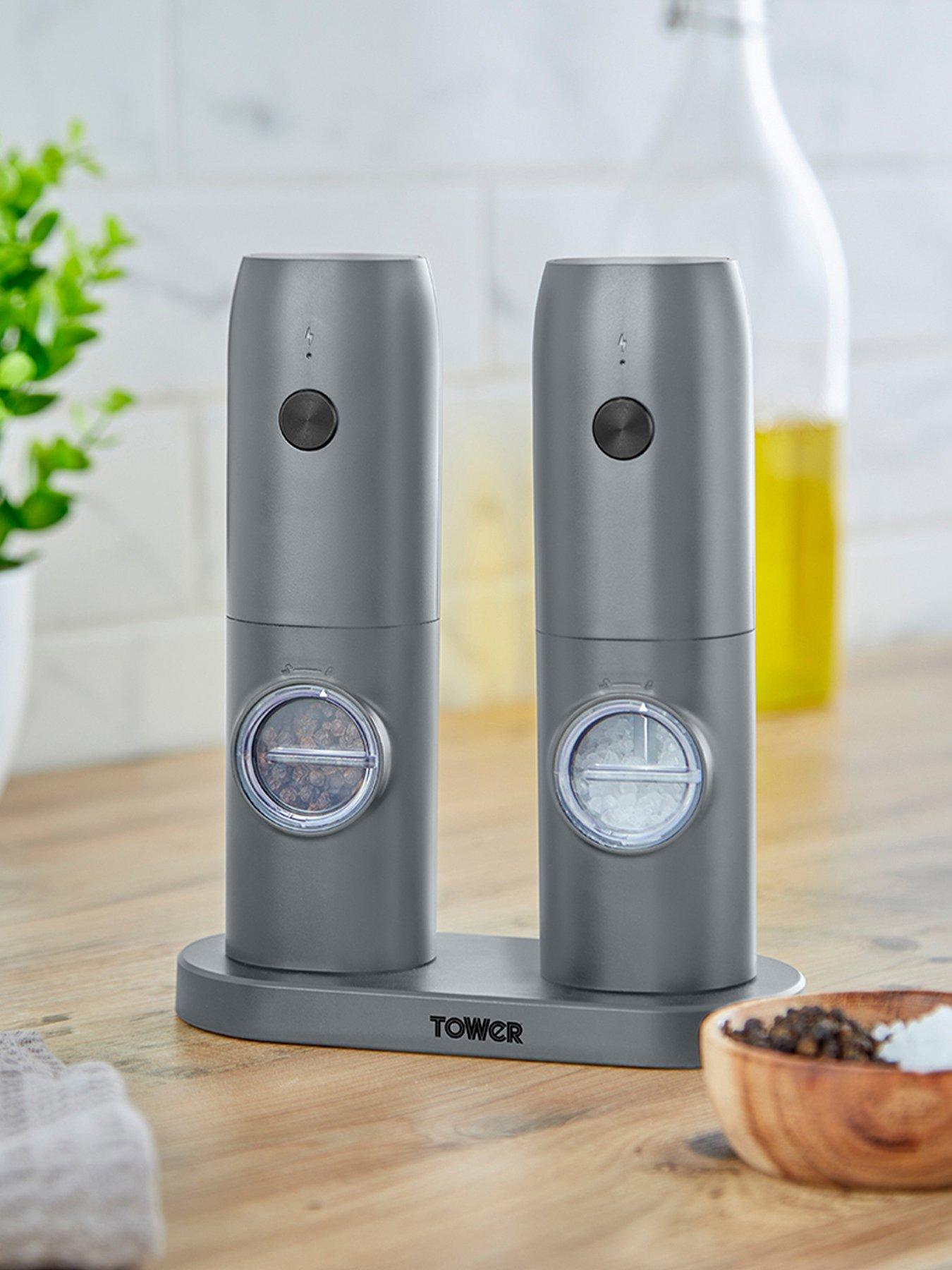 Image 1 of 6 of Tower Rechargeable Salt and Pepper Mills in Grey