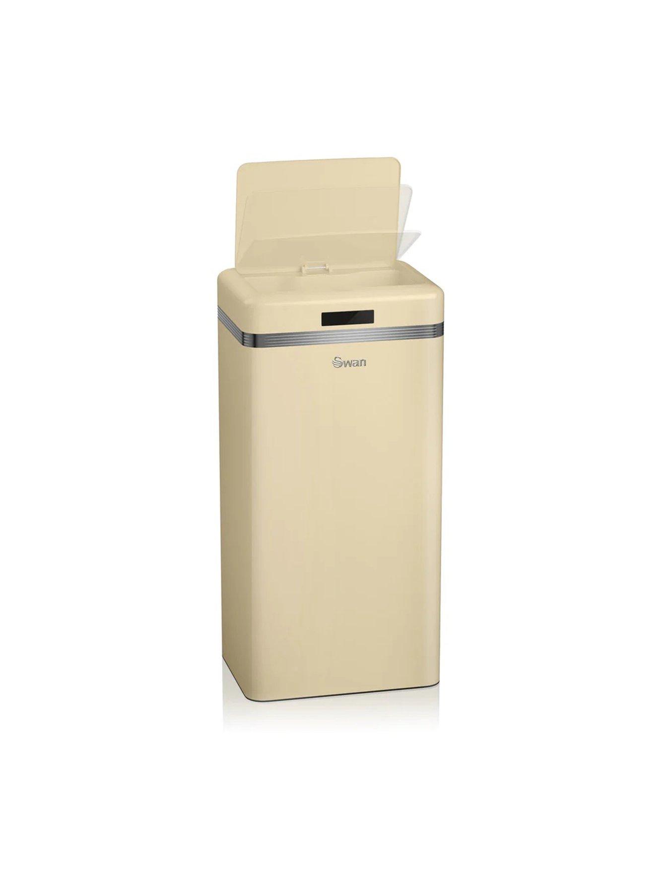 stillFront image of swan-retro-45-litre-sensor-bin-in-cream